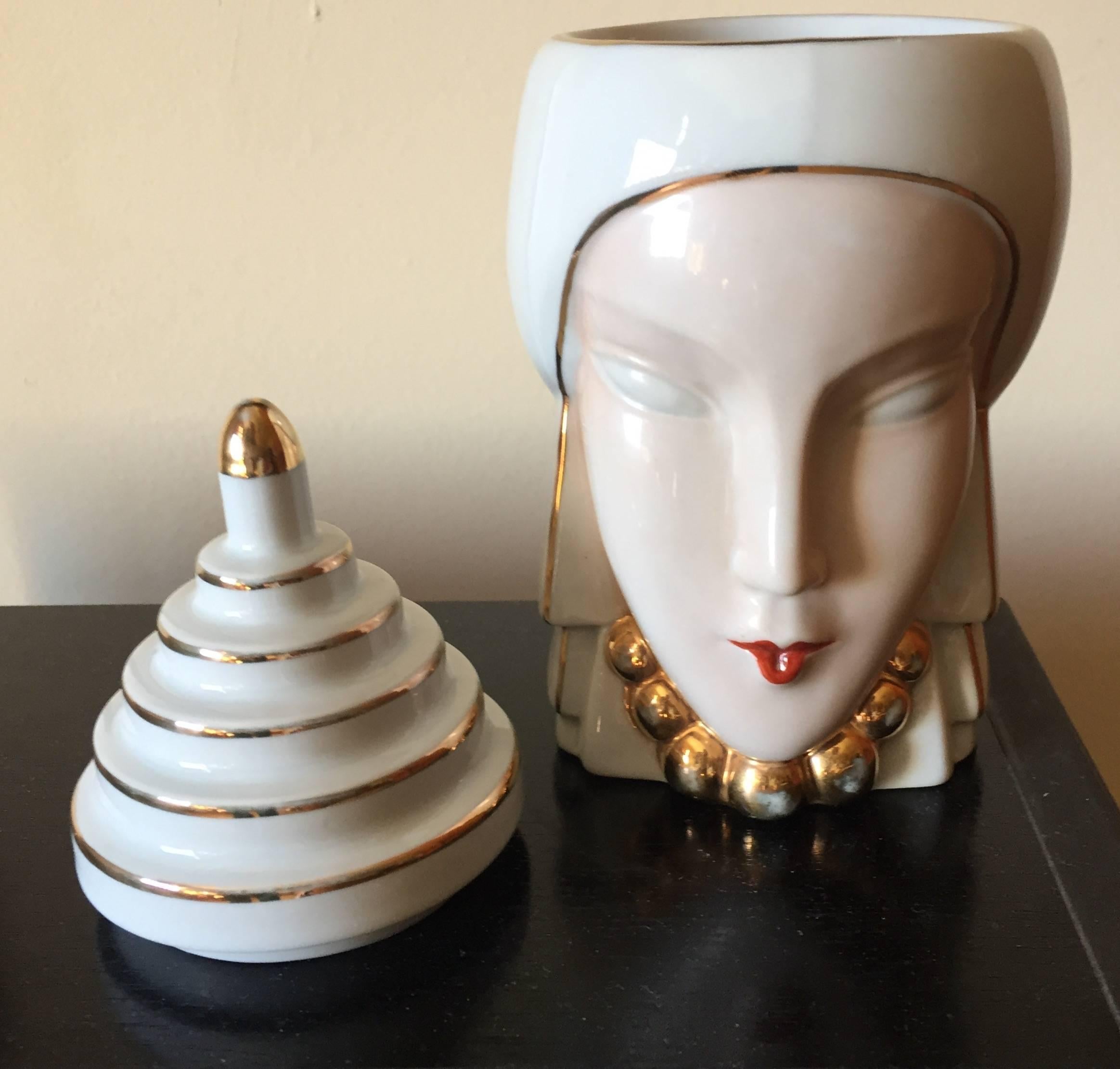 Mid-20th Century French Art Deco ROBJ Paris Signed Ceramic Jar Bonbonniere, 1930