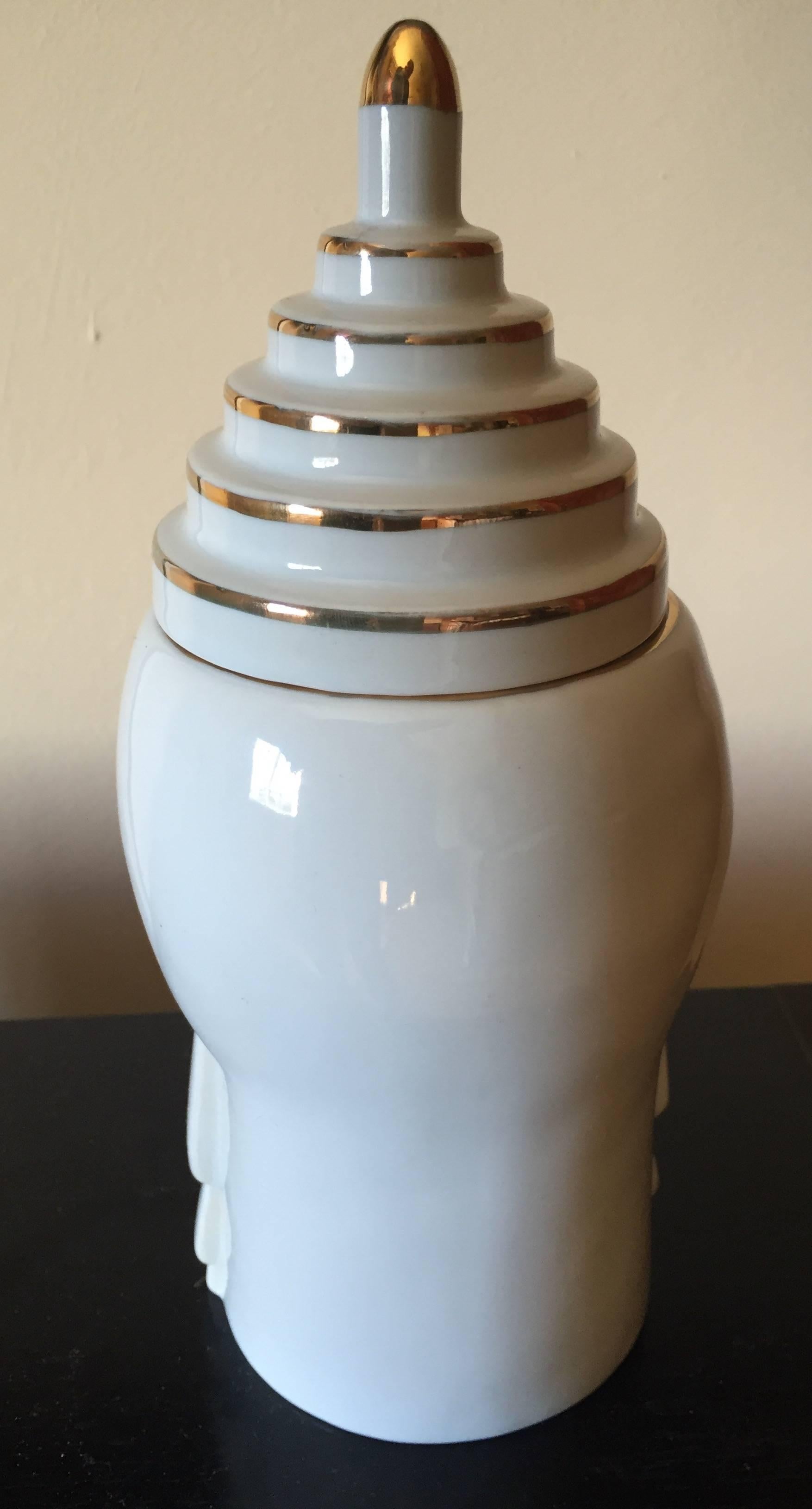 French Art Deco ROBJ Paris Signed Ceramic Jar Bonbonniere, 1930 2