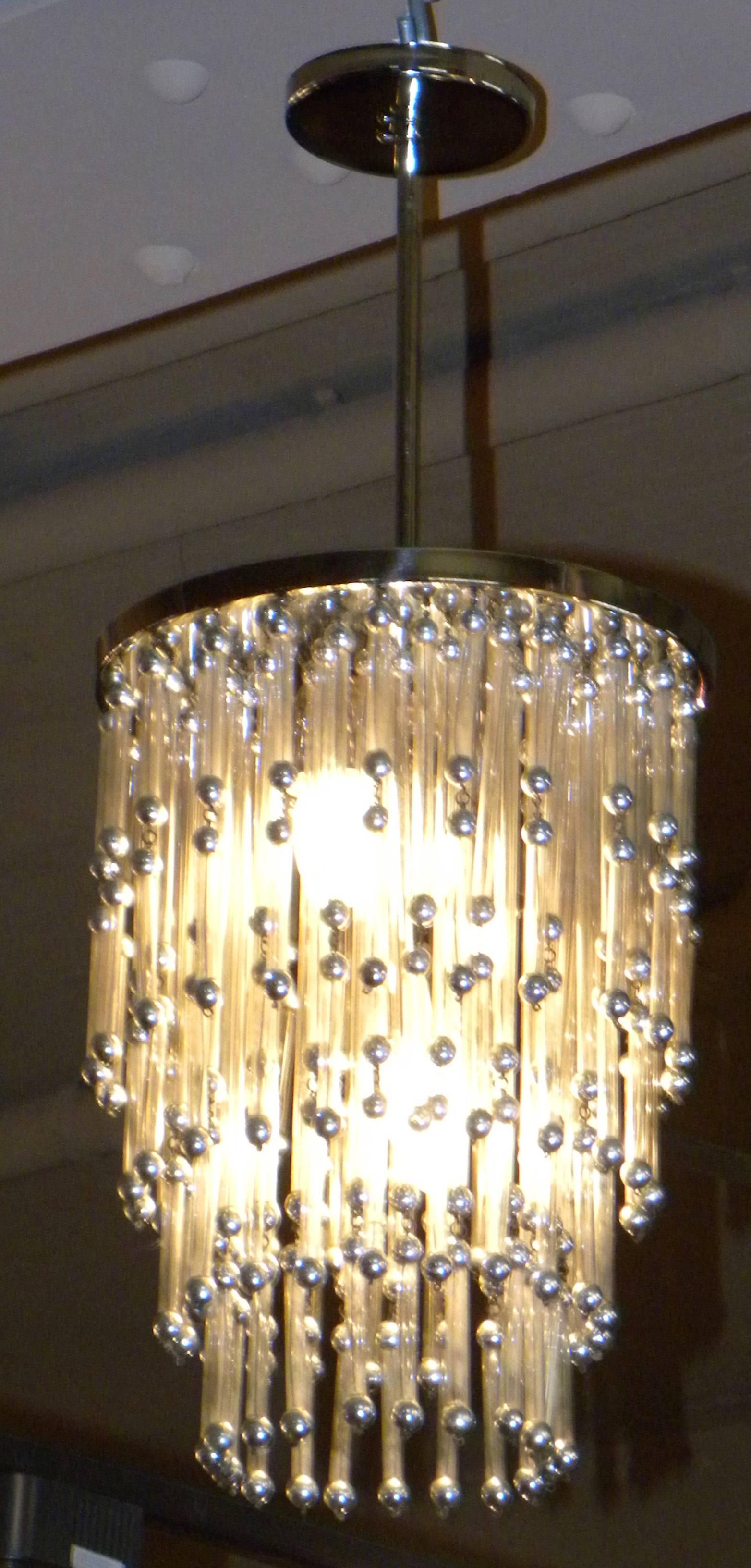Unusual Art Deco Chandelier with Silver Balls In Excellent Condition In Oakland, CA
