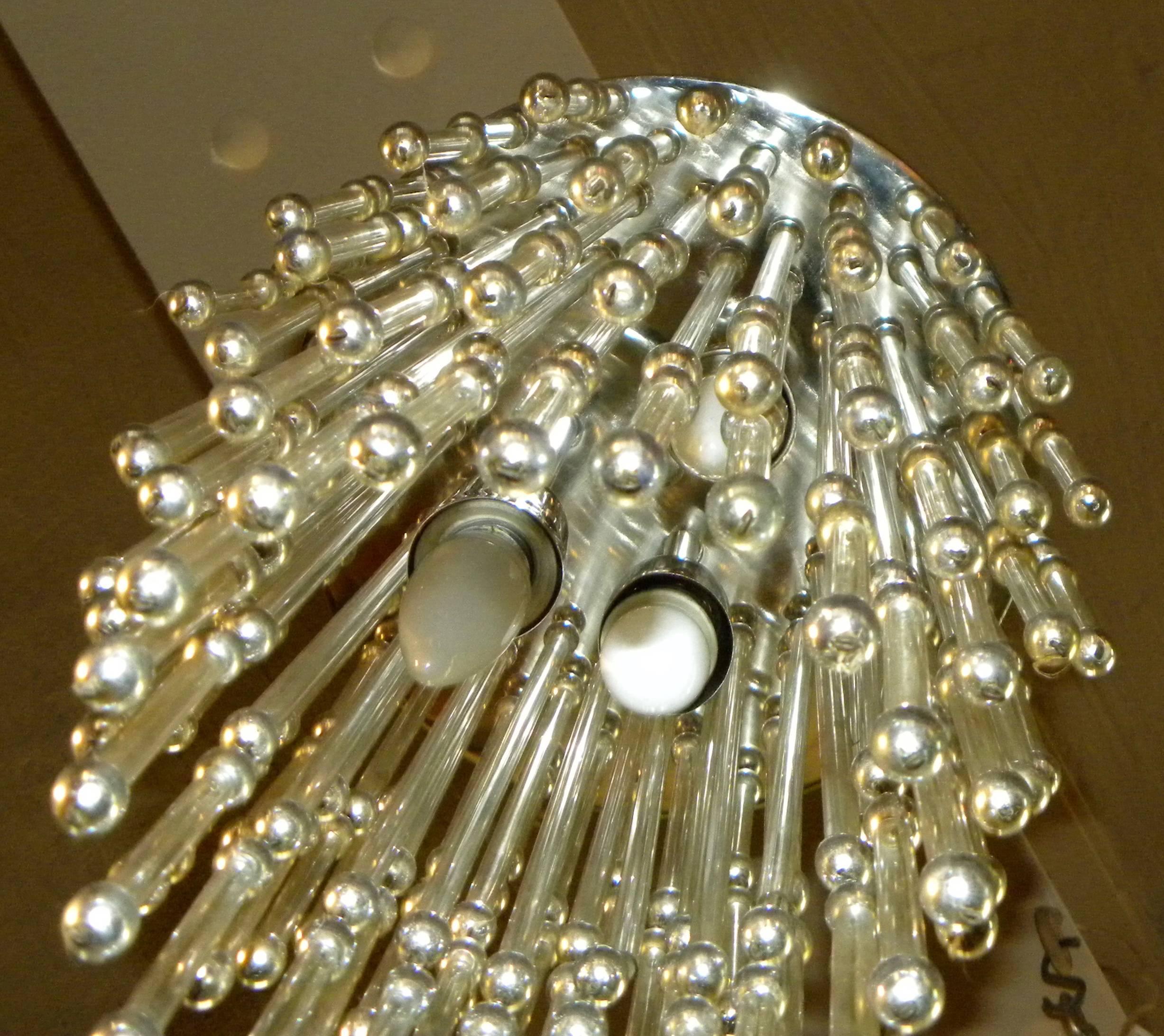 Unusual Art Deco Chandelier with Silver Balls 2
