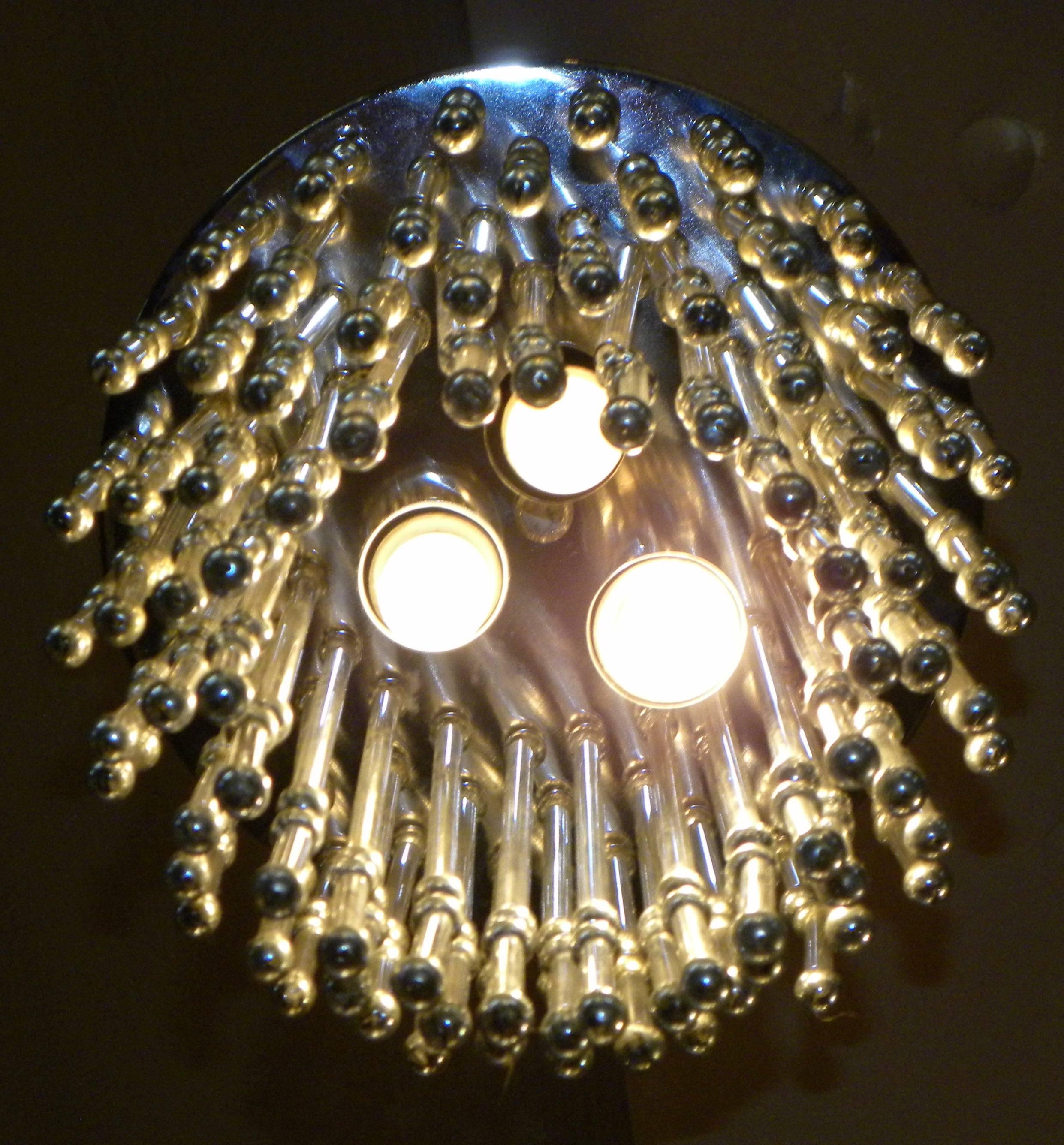 Argentine Unusual Art Deco Chandelier with Silver Balls