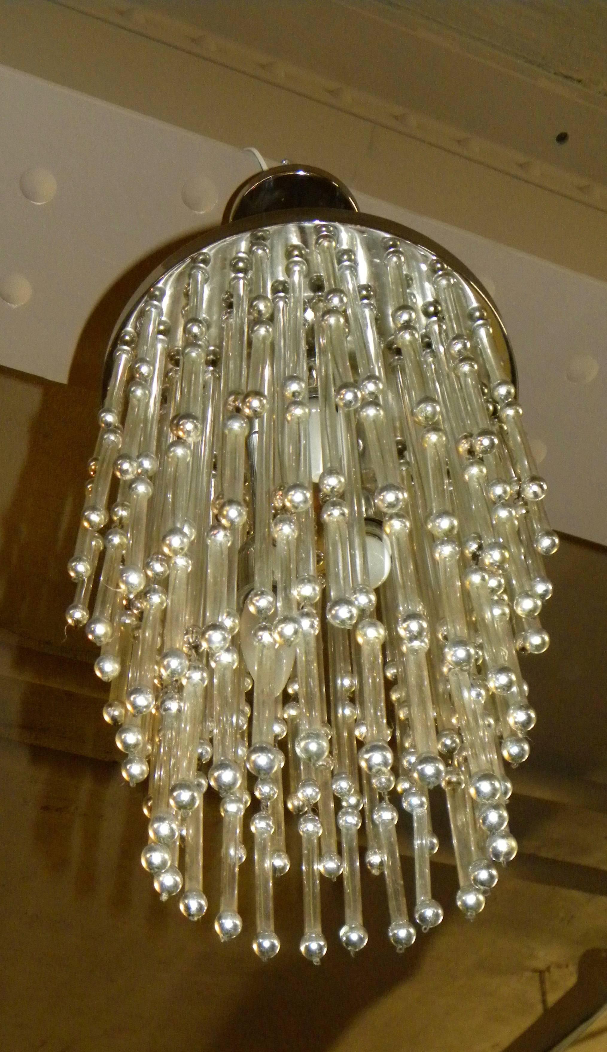 Unusual Art Deco Chandelier with Silver Balls In Excellent Condition In Oakland, CA