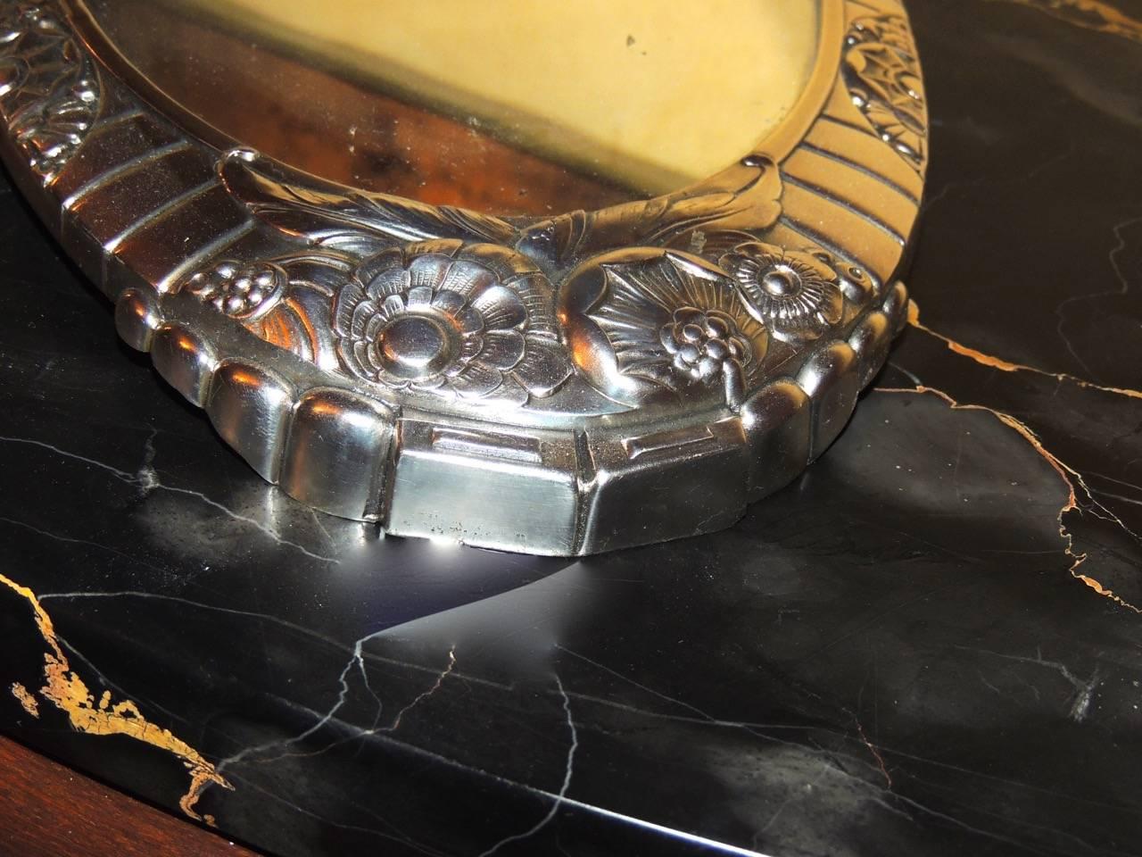 French Silver Art Deco Centerpiece and Mirrored Tray 1