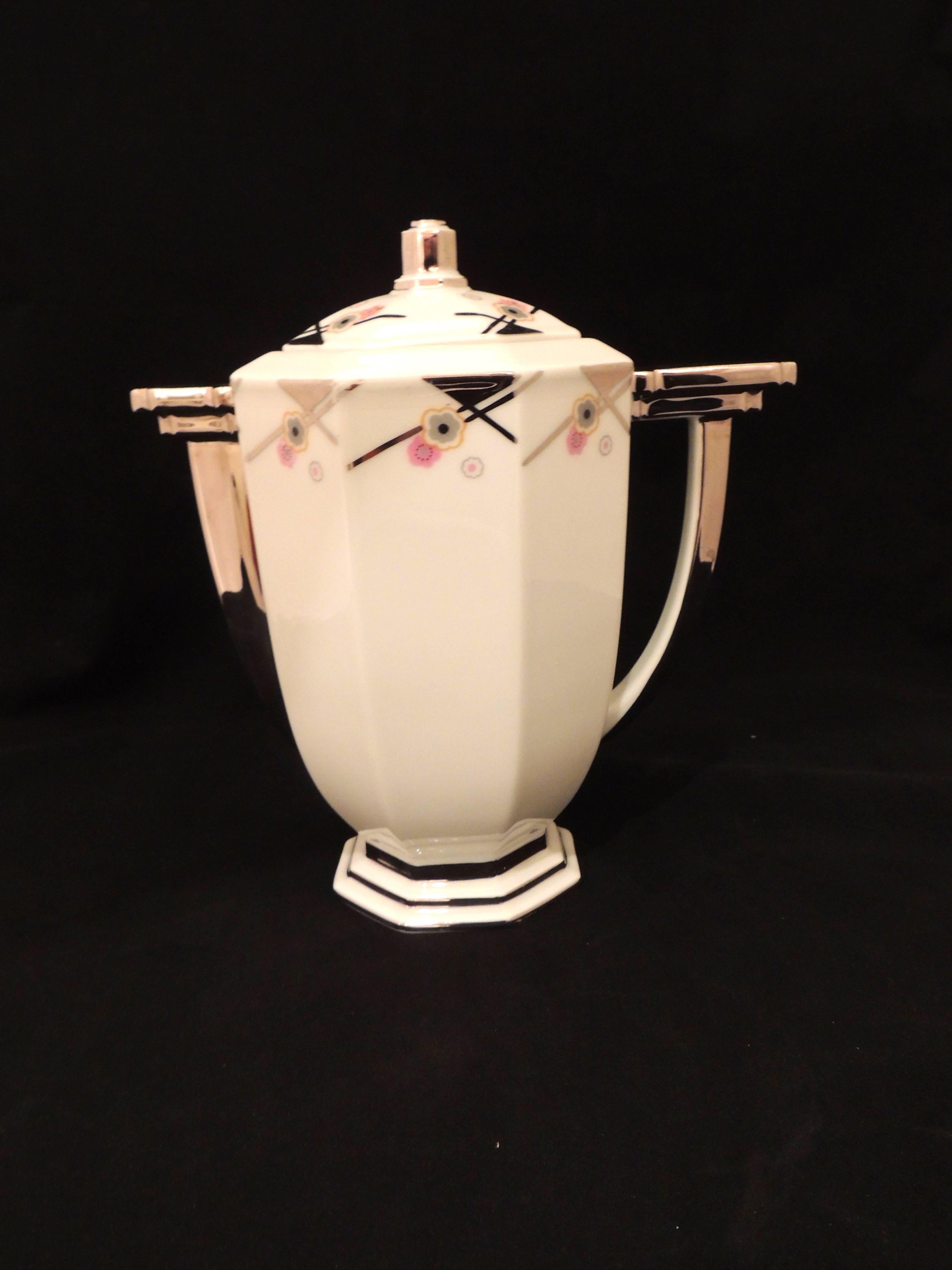 TLB Limoges Art Deco Coffee, Tea or Chocolate Set In Excellent Condition In Oakland, CA