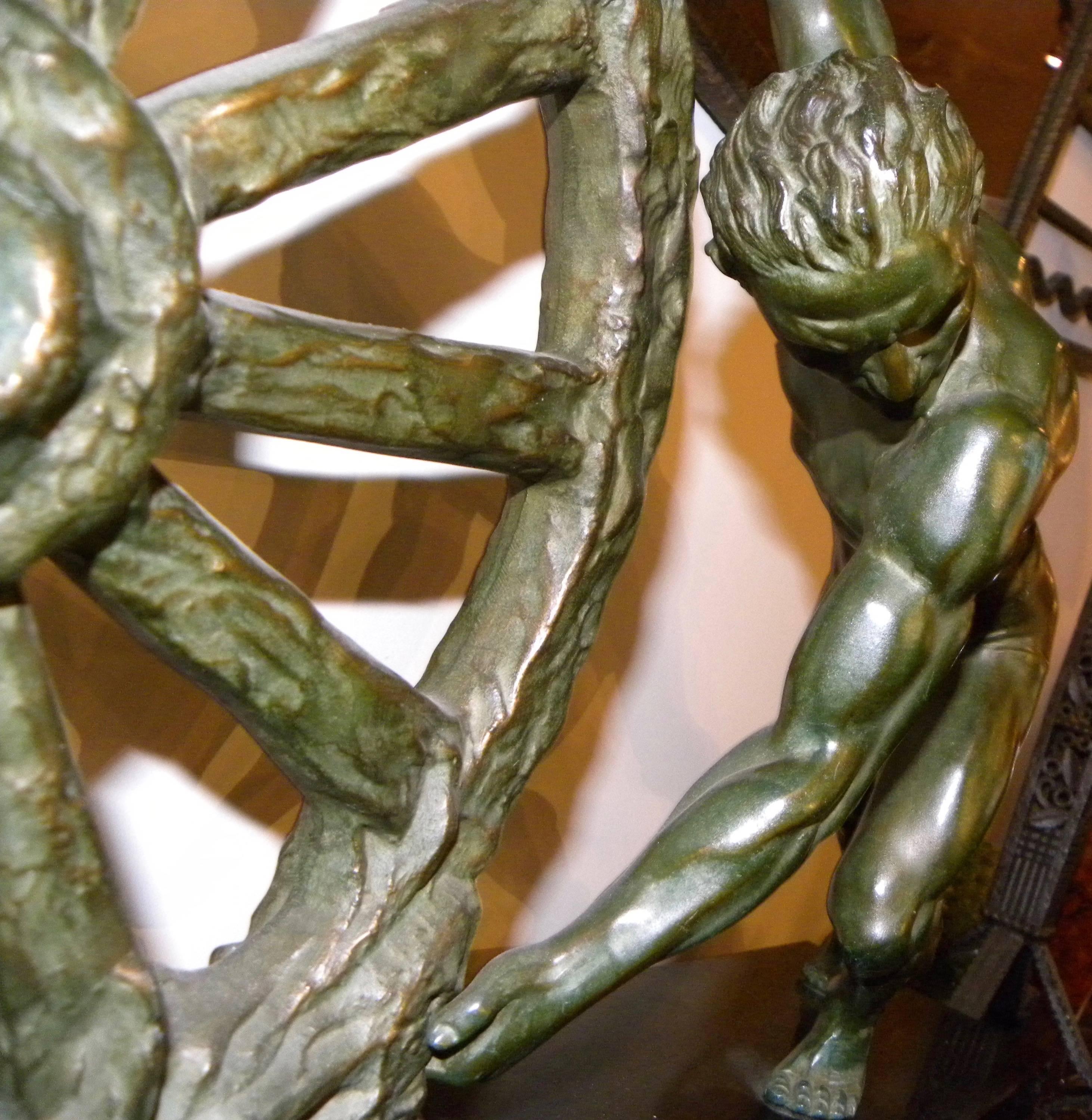 Art Deco Sculpture Man with Broken Wheel by Le Faguays In Excellent Condition In Oakland, CA