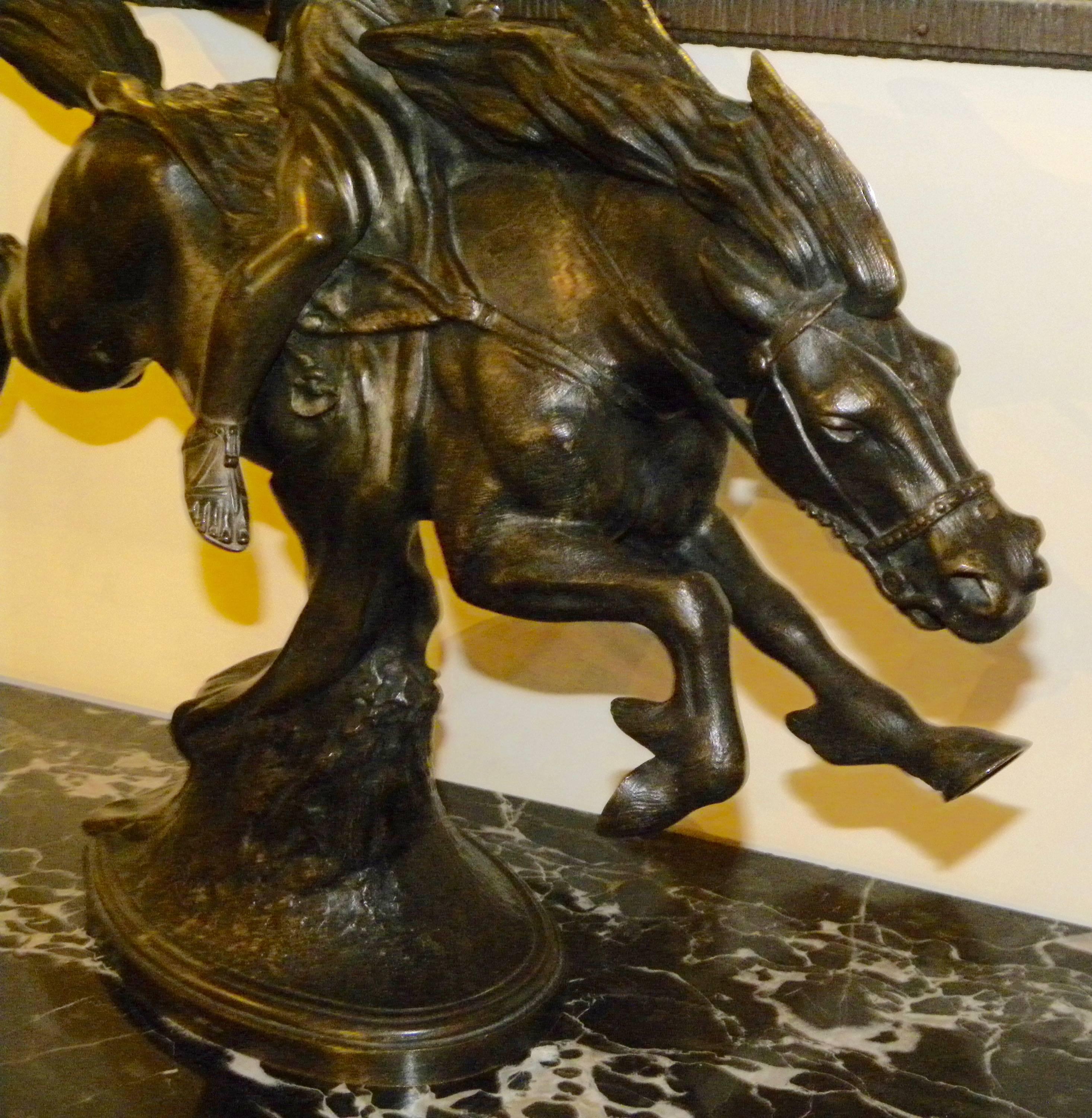 Bronze Sculpture of Amazon Woman Warrior on Horseback by Bosquet In Excellent Condition In Oakland, CA