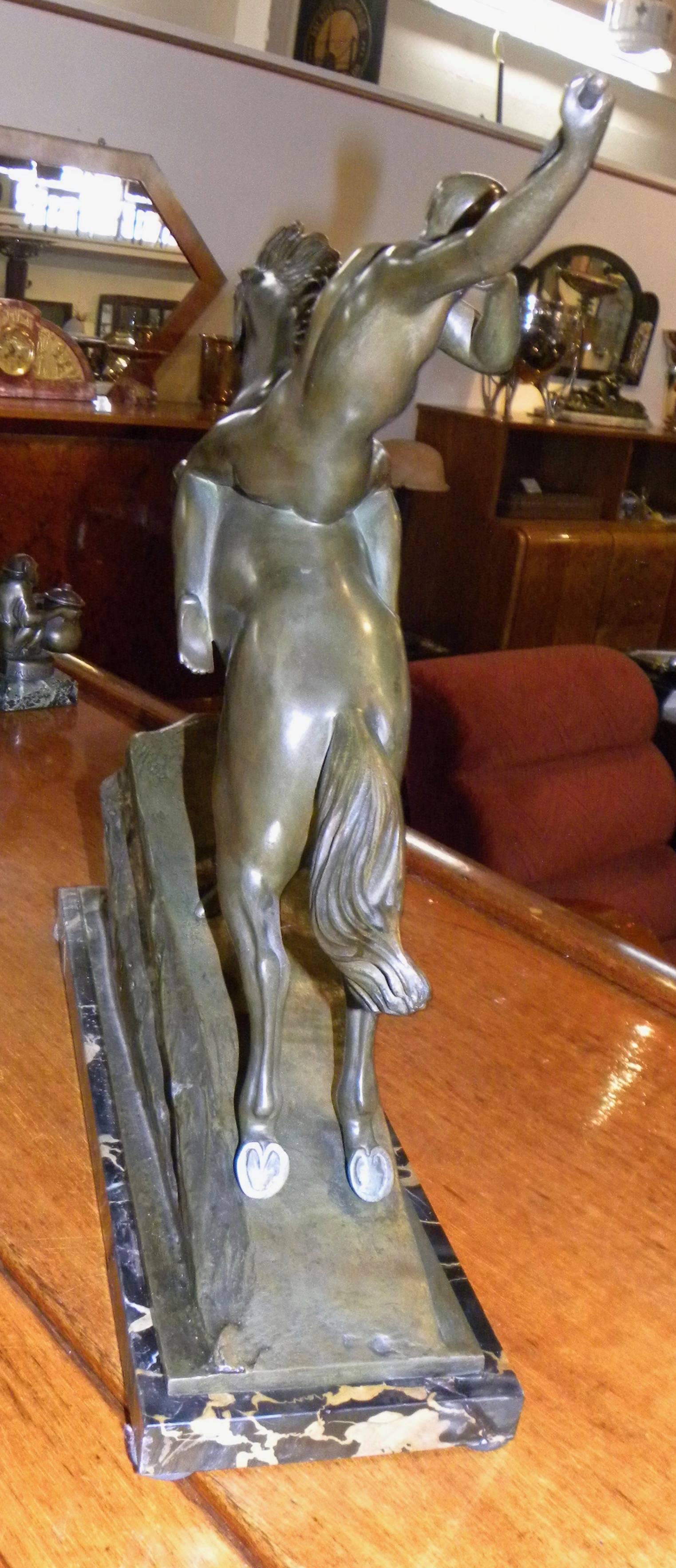 Bronze Art Deco Warrior Sculpture by Armand Lemo 2