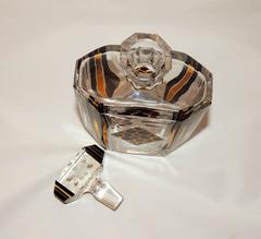 Art Deco Decanter Etched and Leopard Patterned