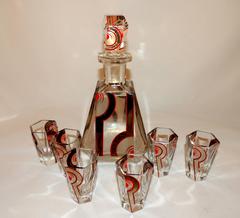 Art Deco Czech Decanter Mirrored Design
