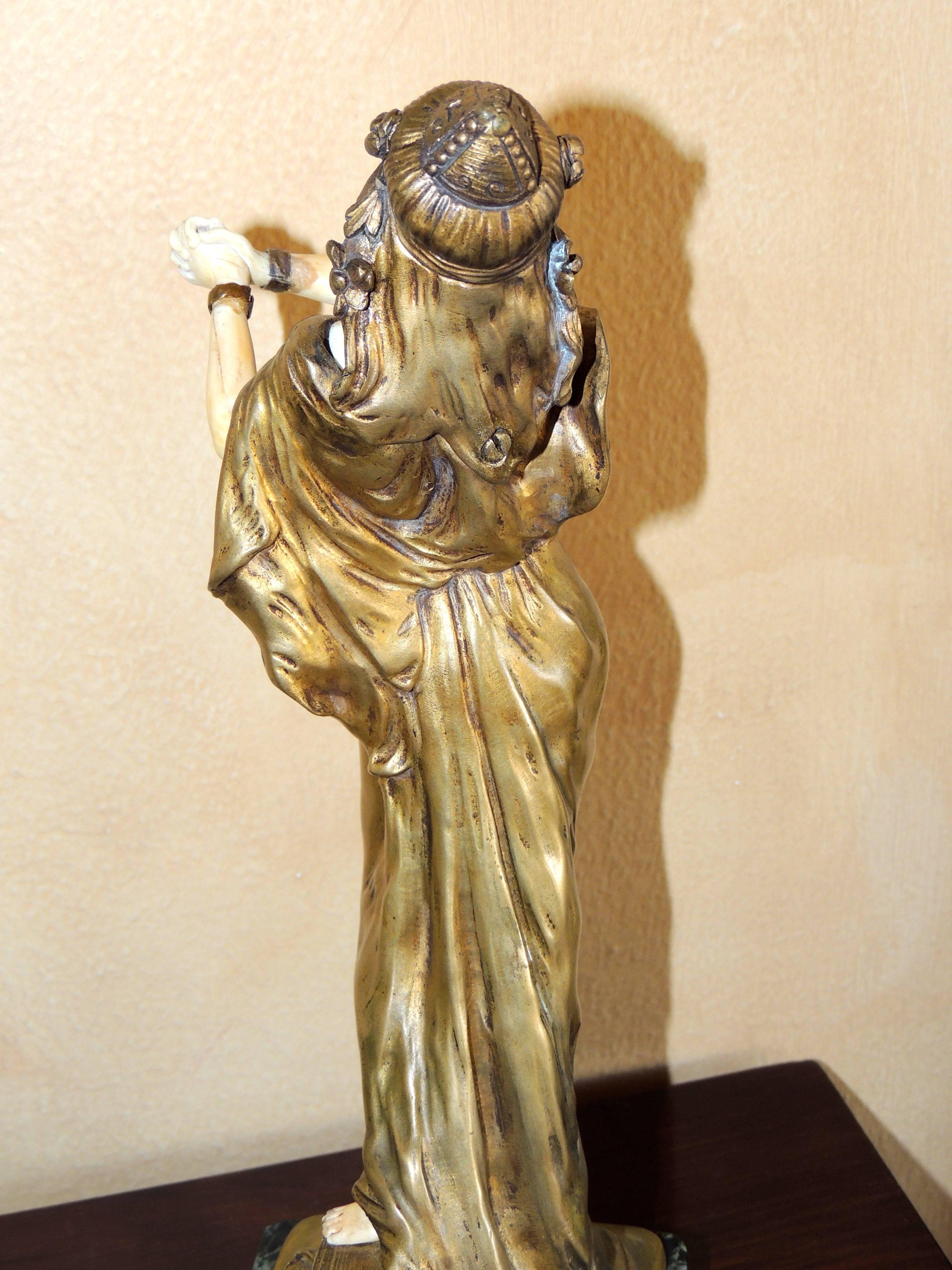 Jugendstil-Bronze-Skulptur „Heroine“ von thophile Franois Somme im Zustand „Gut“ im Angebot in Oakland, CA