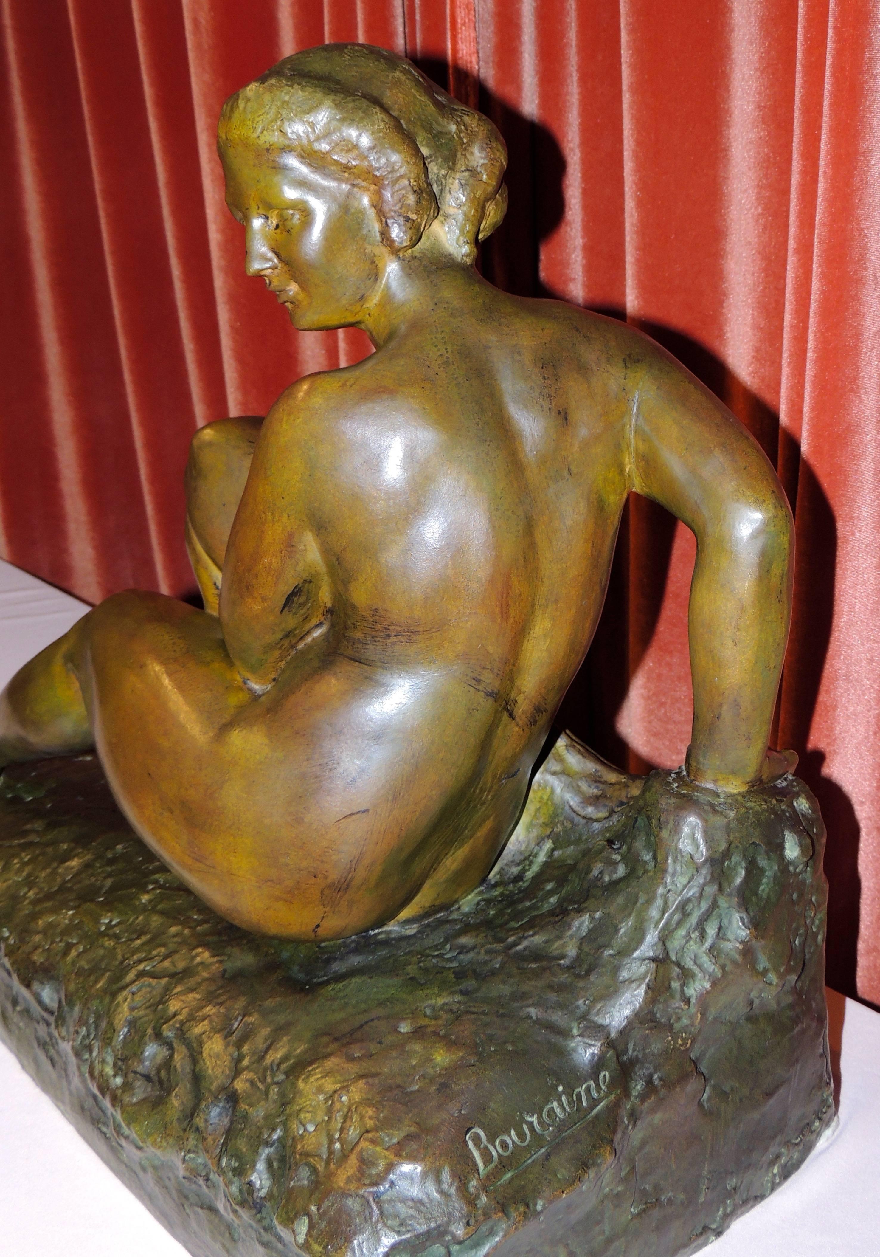 Art Deco Woman- Bronze Sculpture by Marcel Bouraine In Excellent Condition In Oakland, CA