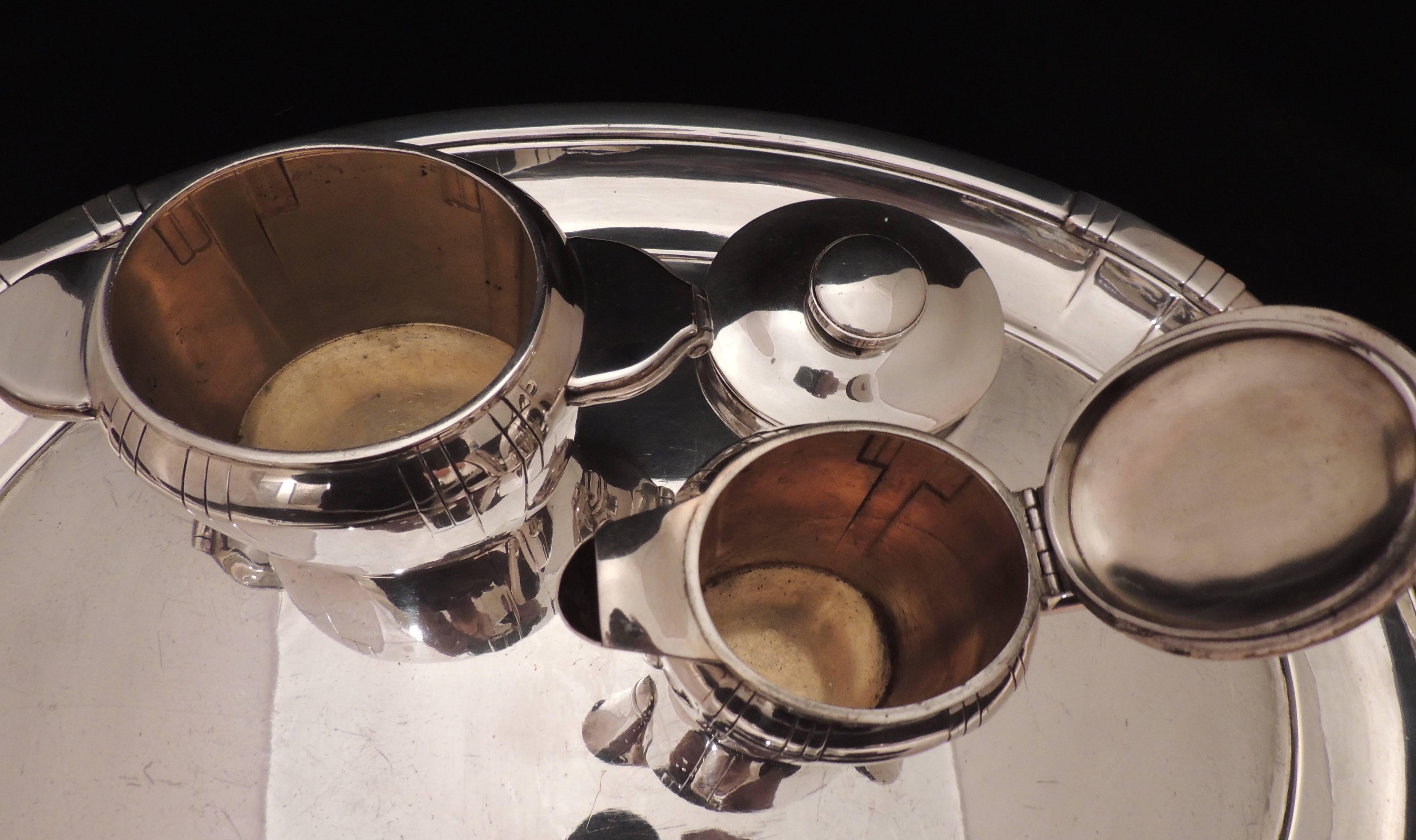 Mid-20th Century French Art Deco Silver Tea and Coffee Set