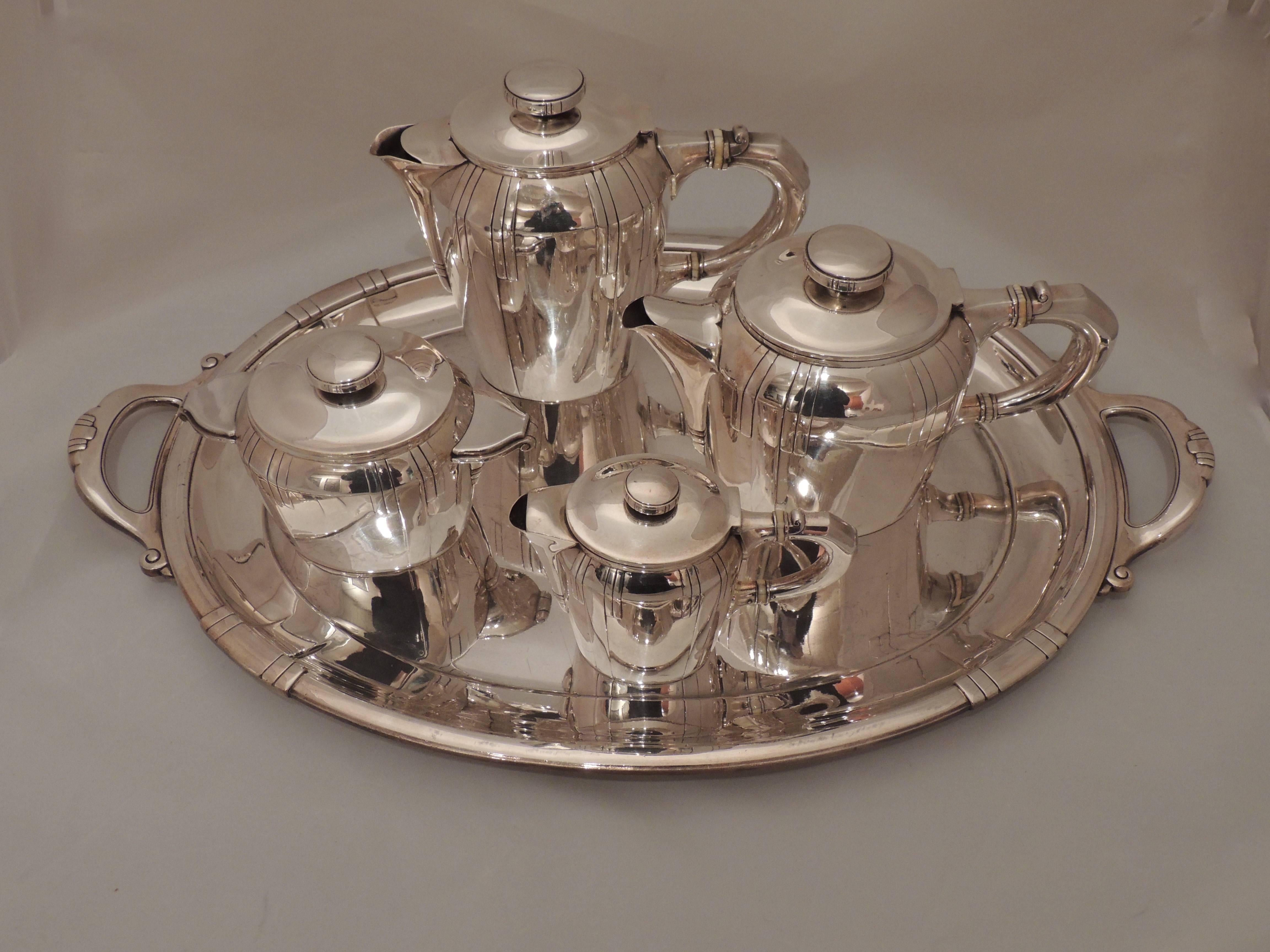 French Art Deco Silver Tea and Coffee Set 2