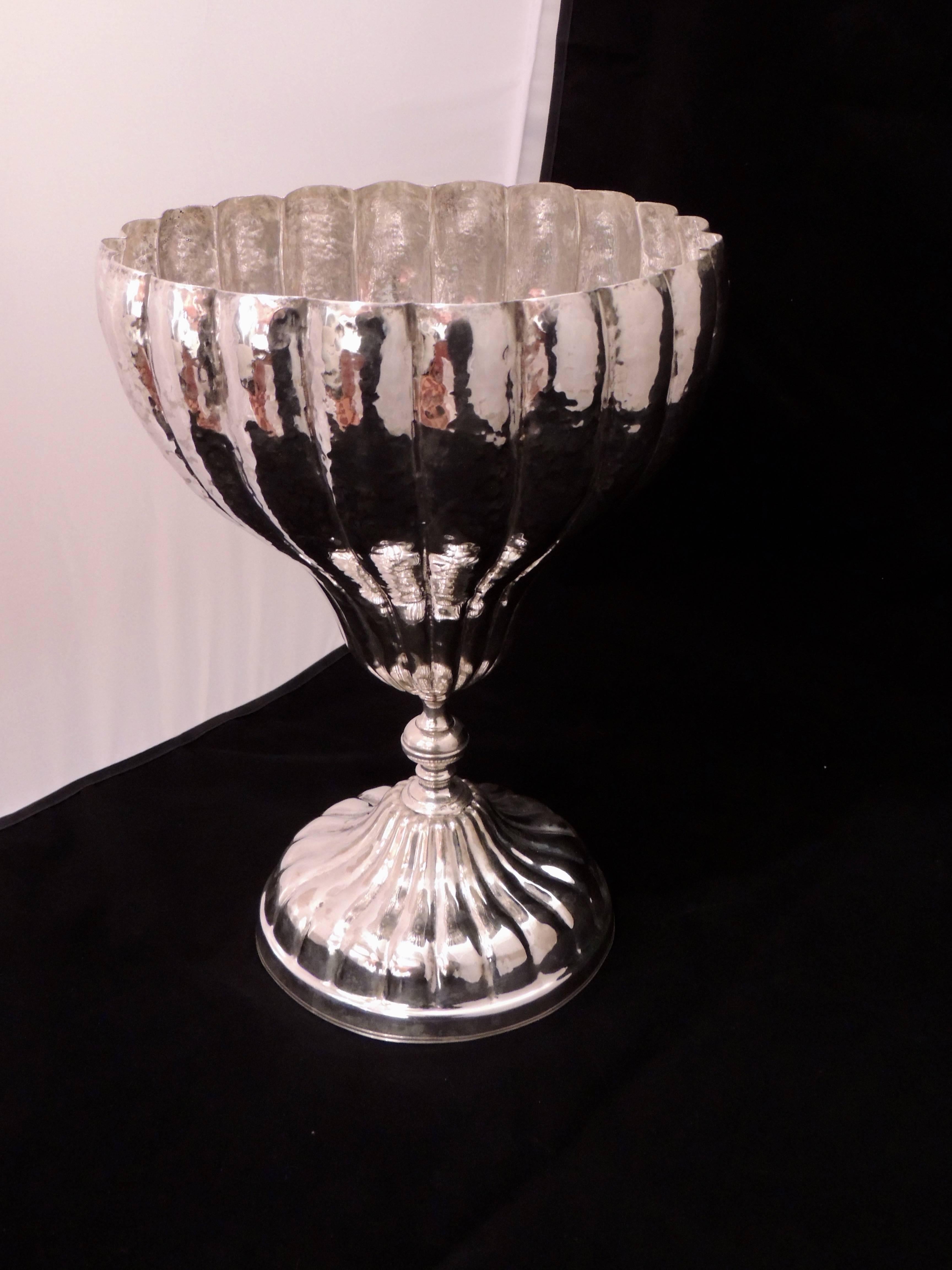 French Art Deco Grand Silver Chalice In the style of Hoffman For Sale