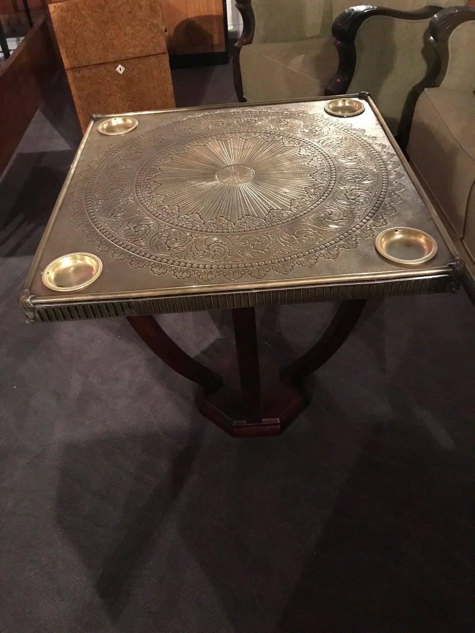 Art Deco Game Table Tooled Brass Top 3