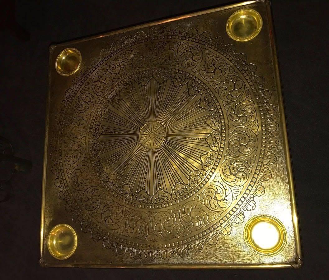 Art Deco Game Table Tooled Brass Top 1
