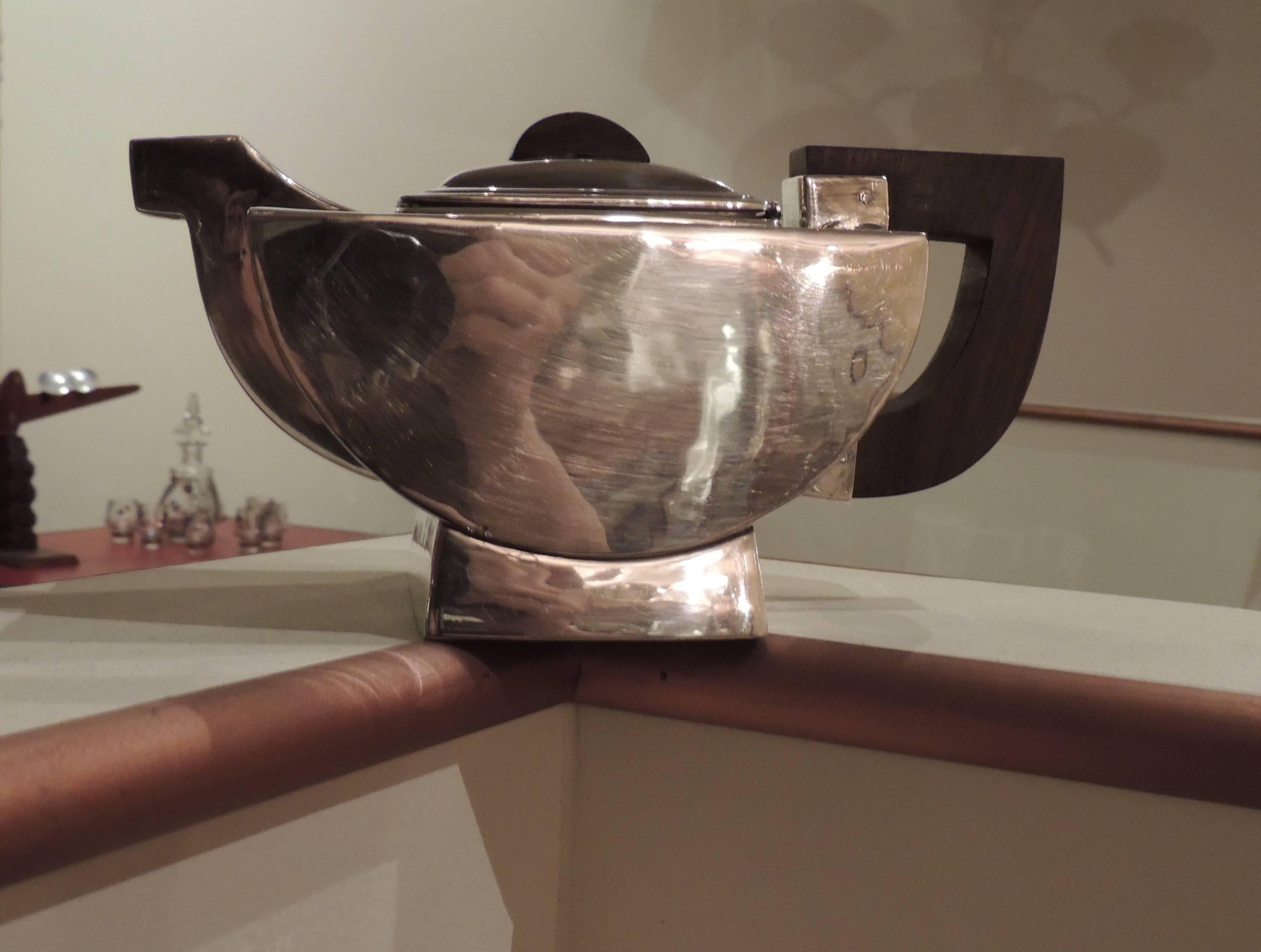 French Demilune Modernist Deco Silver Tea Set