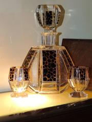 Art Deco Leopard Czech Decanter