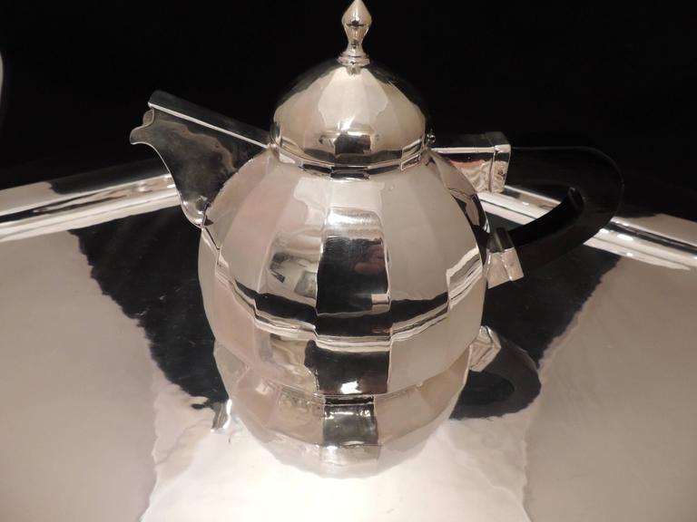 Art Deco Silver Tea and Coffee Service Dome Topped In Excellent Condition For Sale In Oakland, CA