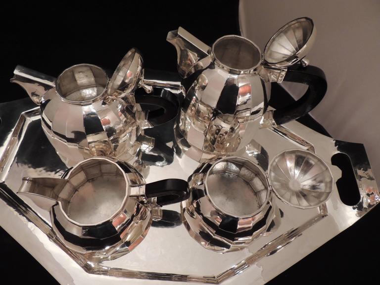 Art Deco Silver Tea and Coffee Service Dome Topped For Sale 2