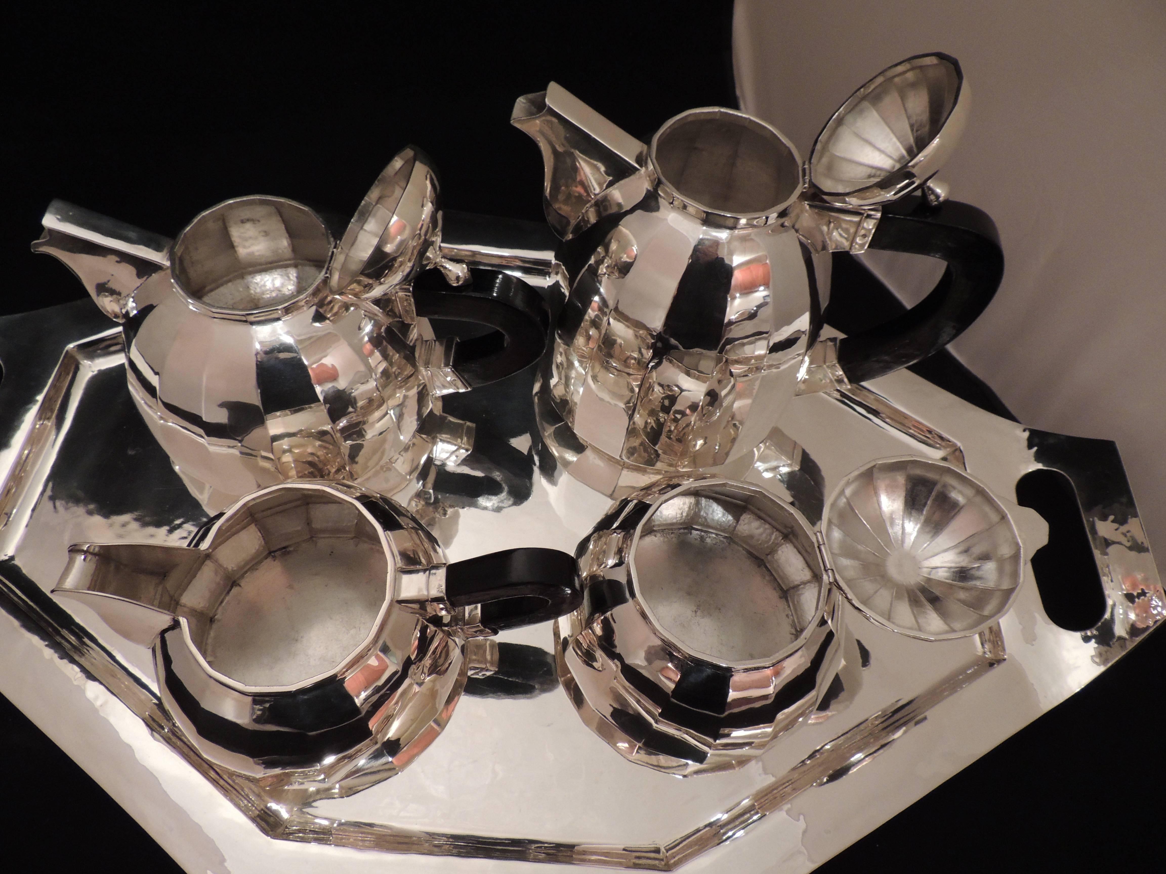 Art Deco Silver Tea and Coffee Service Dome Topped 2