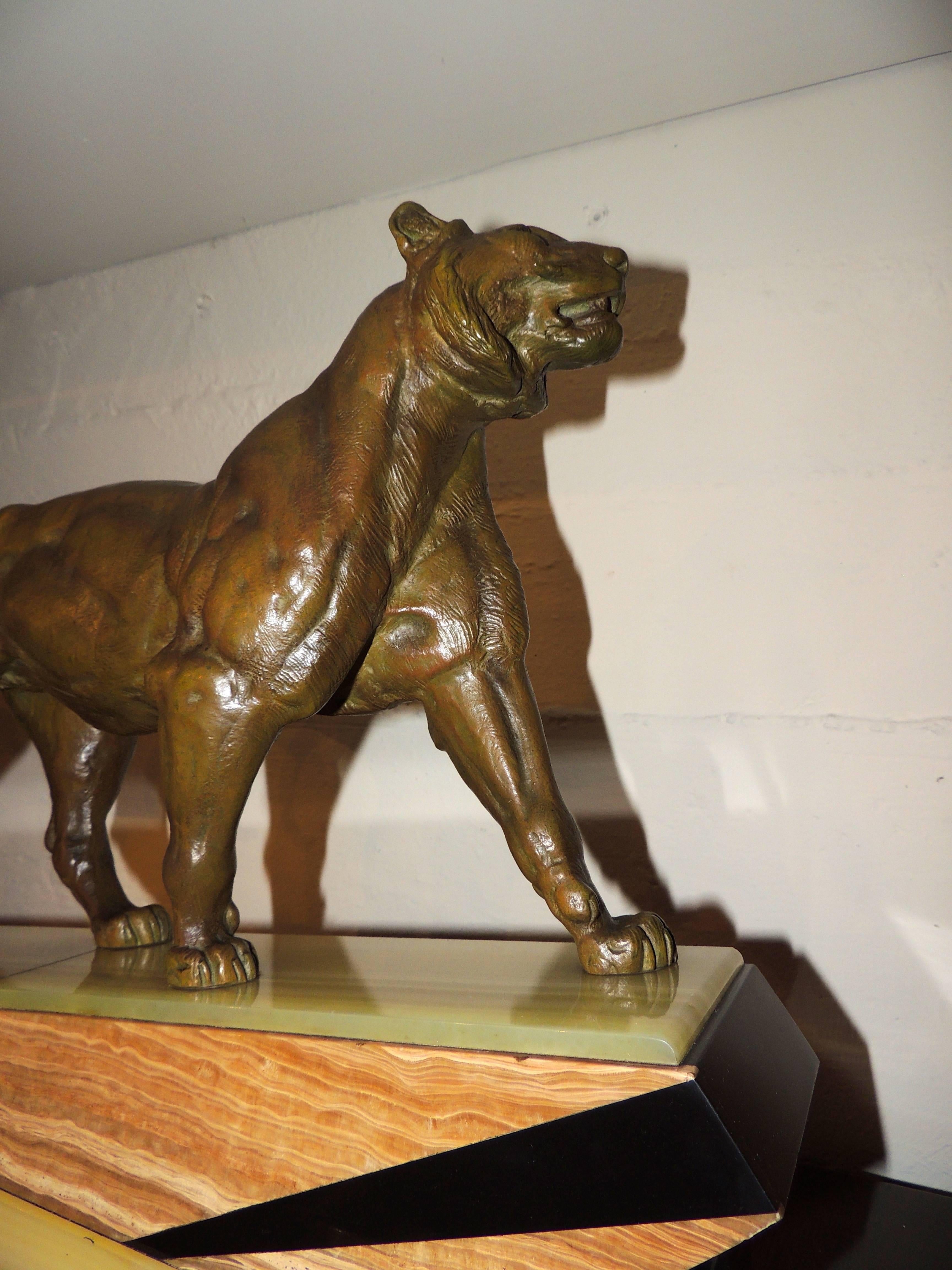 Bronze Art Deco Lion Sculpture For Sale 1