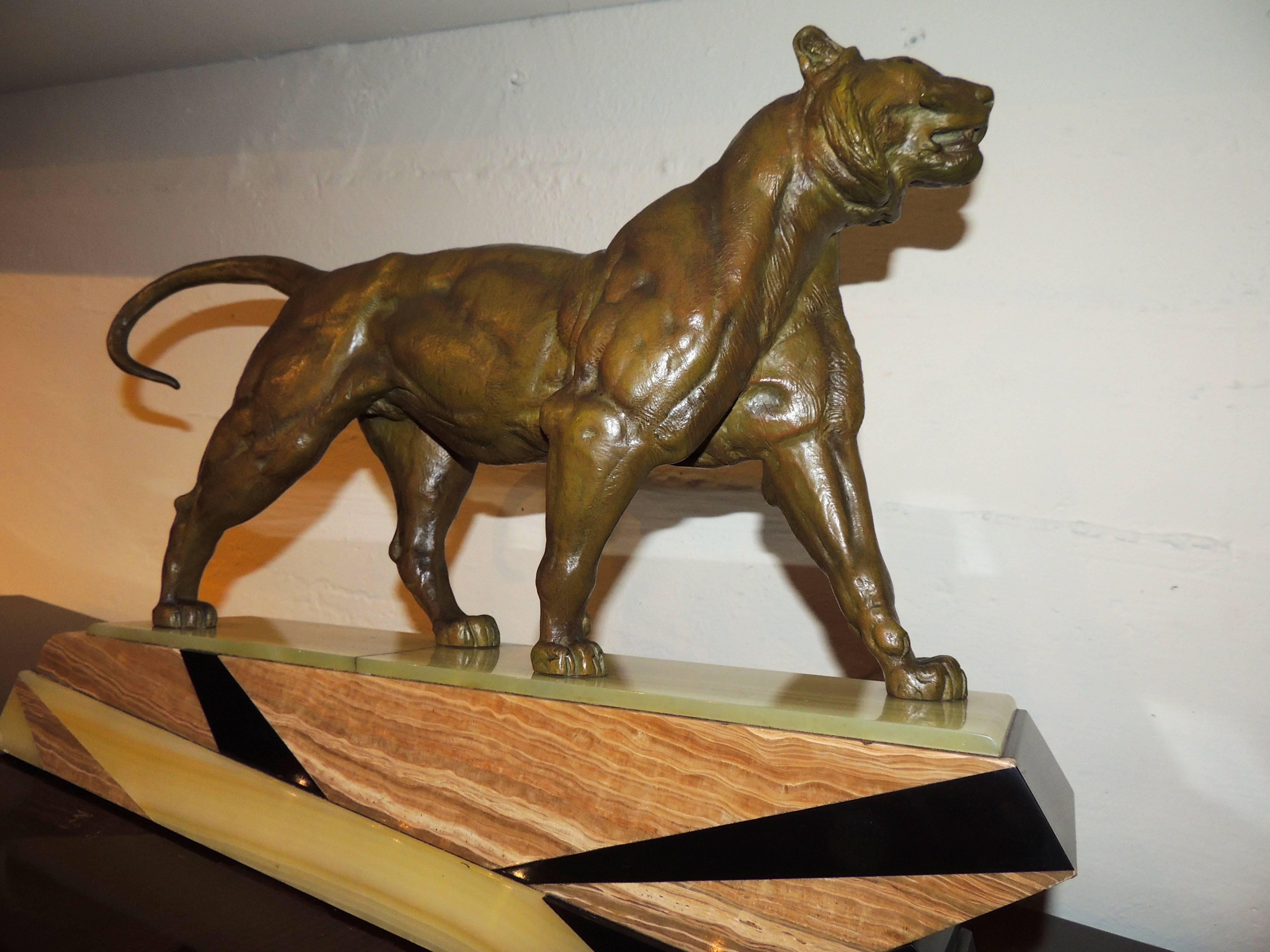 Bronze Art Deco Lion Sculpture For Sale 4
