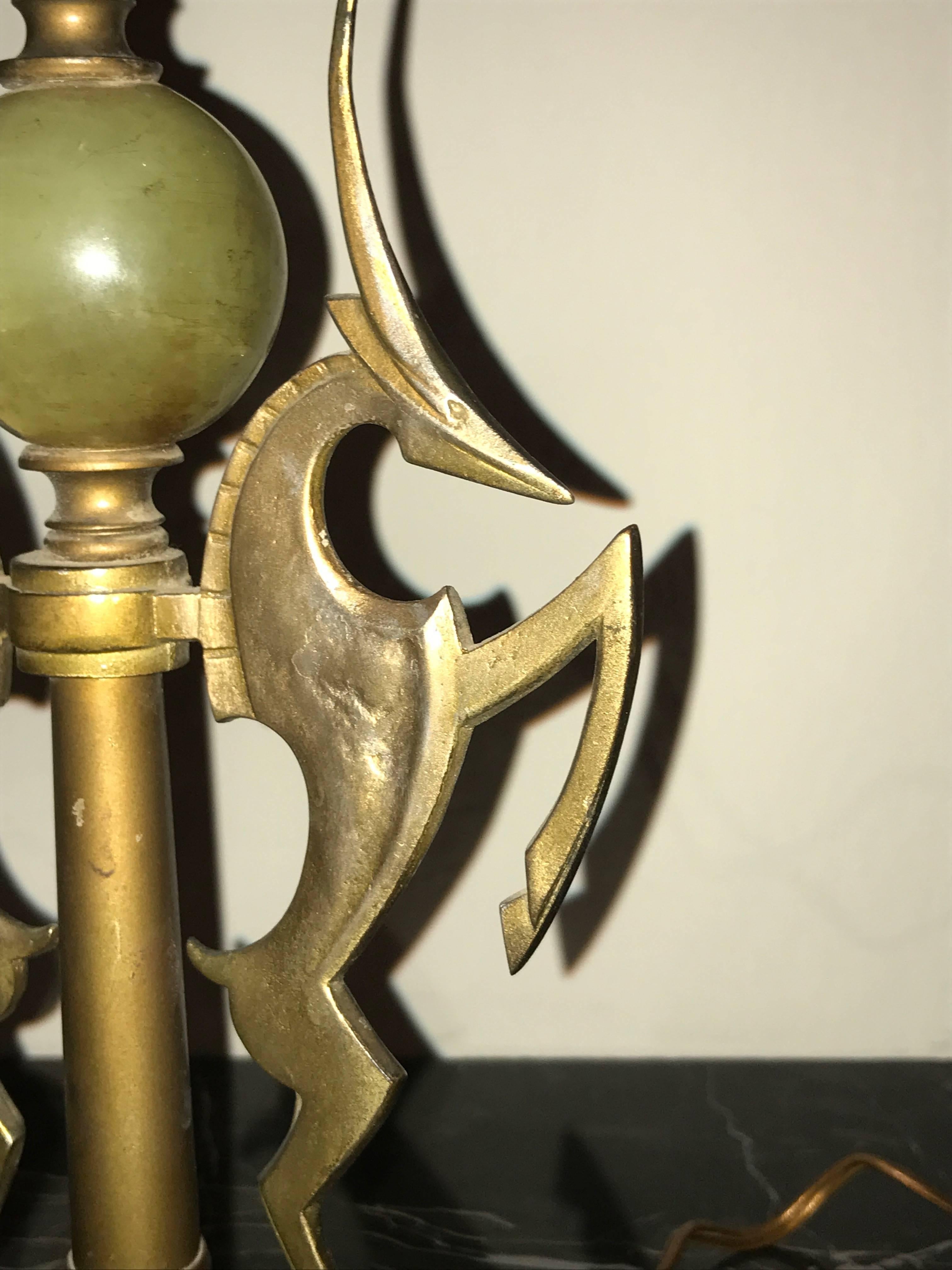 Art Deco Wilhelm Hunt Diederich Bronze and Onyx Gazelle Table Lamp 2