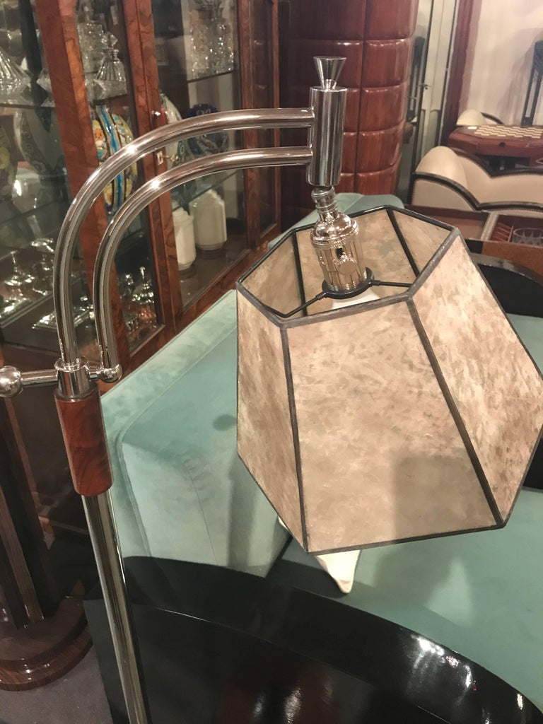 Bridge Floor Lamp with Mica Shade in the Style of Deskey or Rohde For