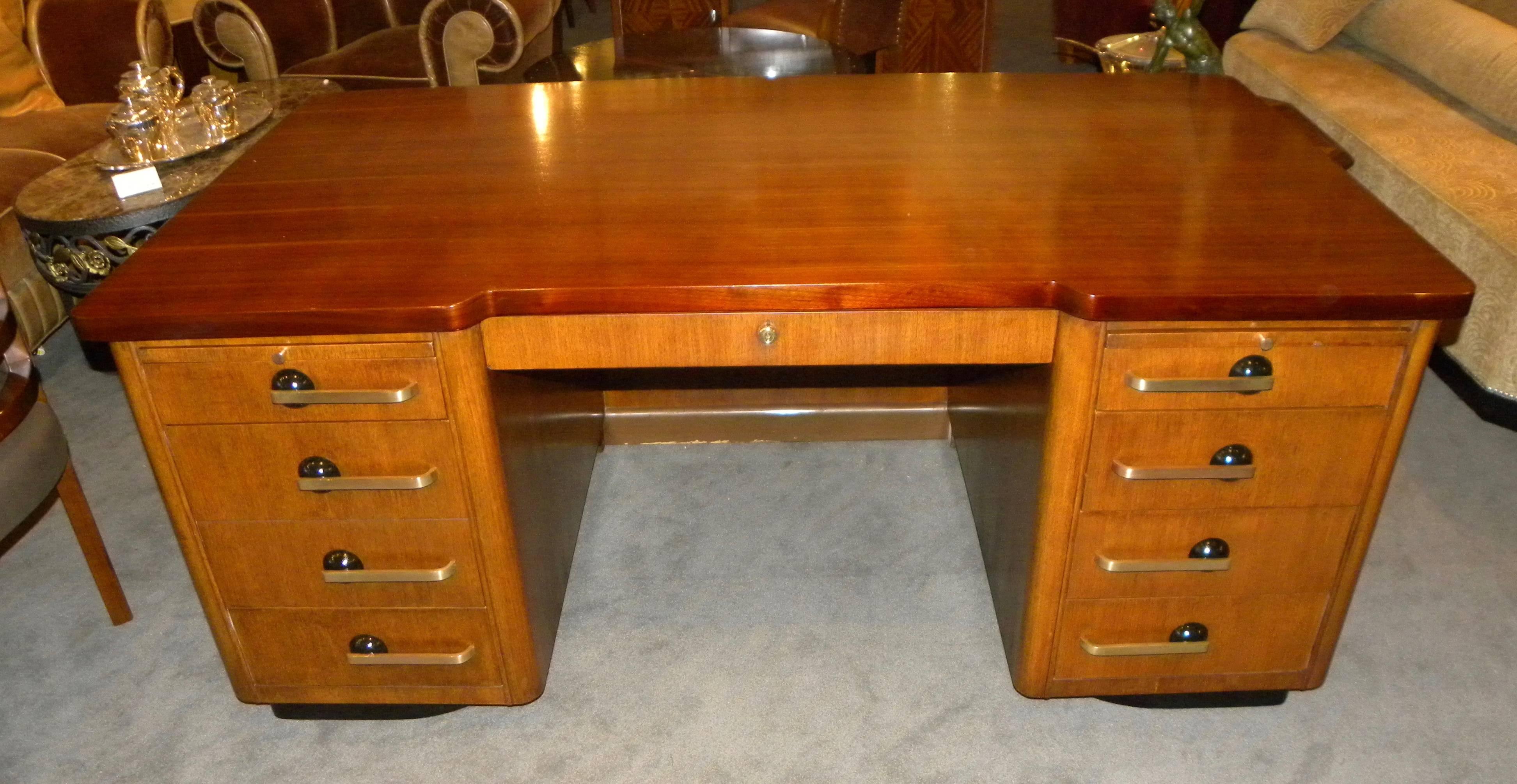 Brass Professional Art Deco Desk by Stow and Davis