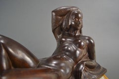 Art Deco Masterpiece Bronze Reclining Sculpture Important Artist Jan Anteunis
