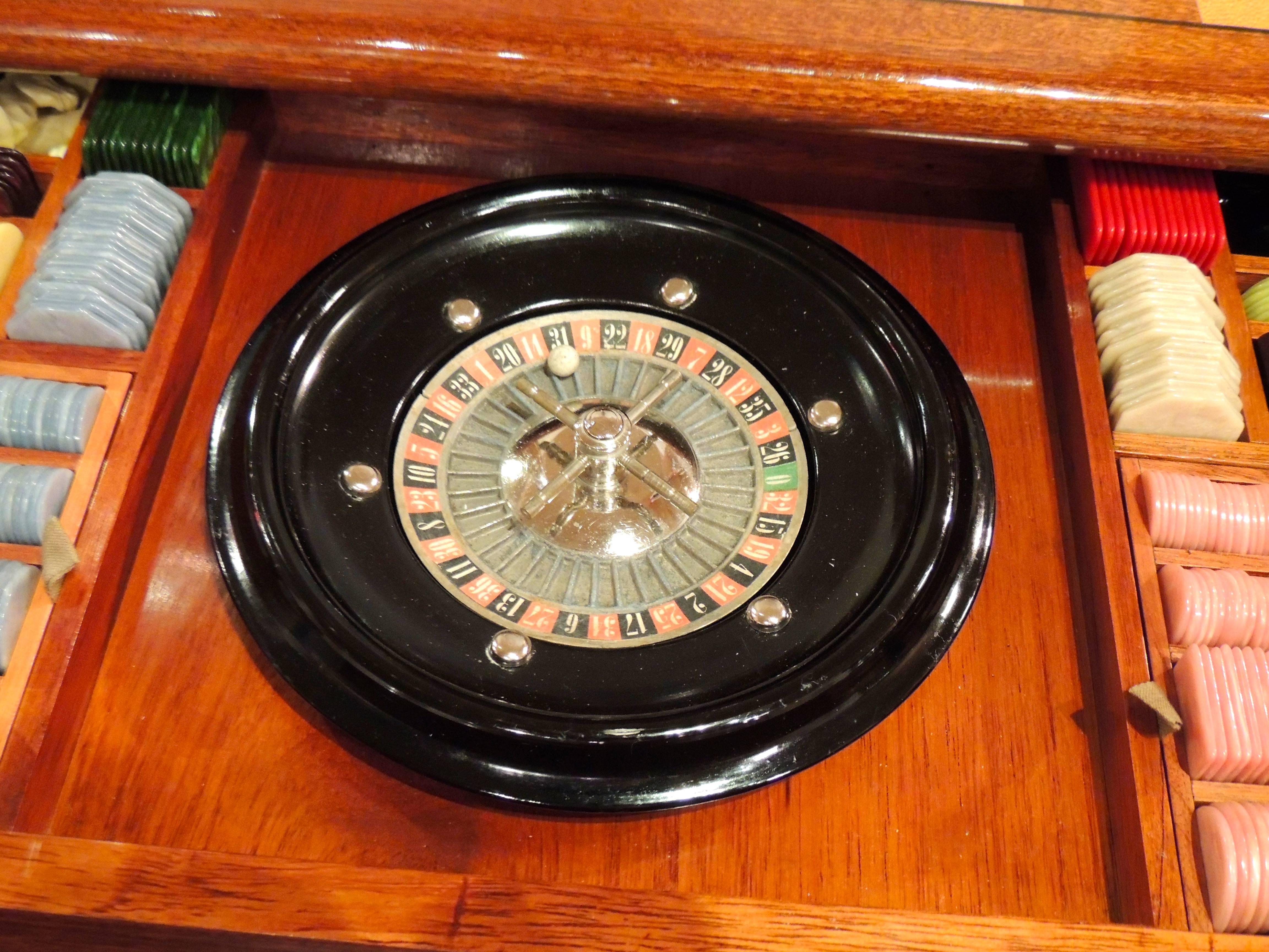 gaming table chess and roulette wheel