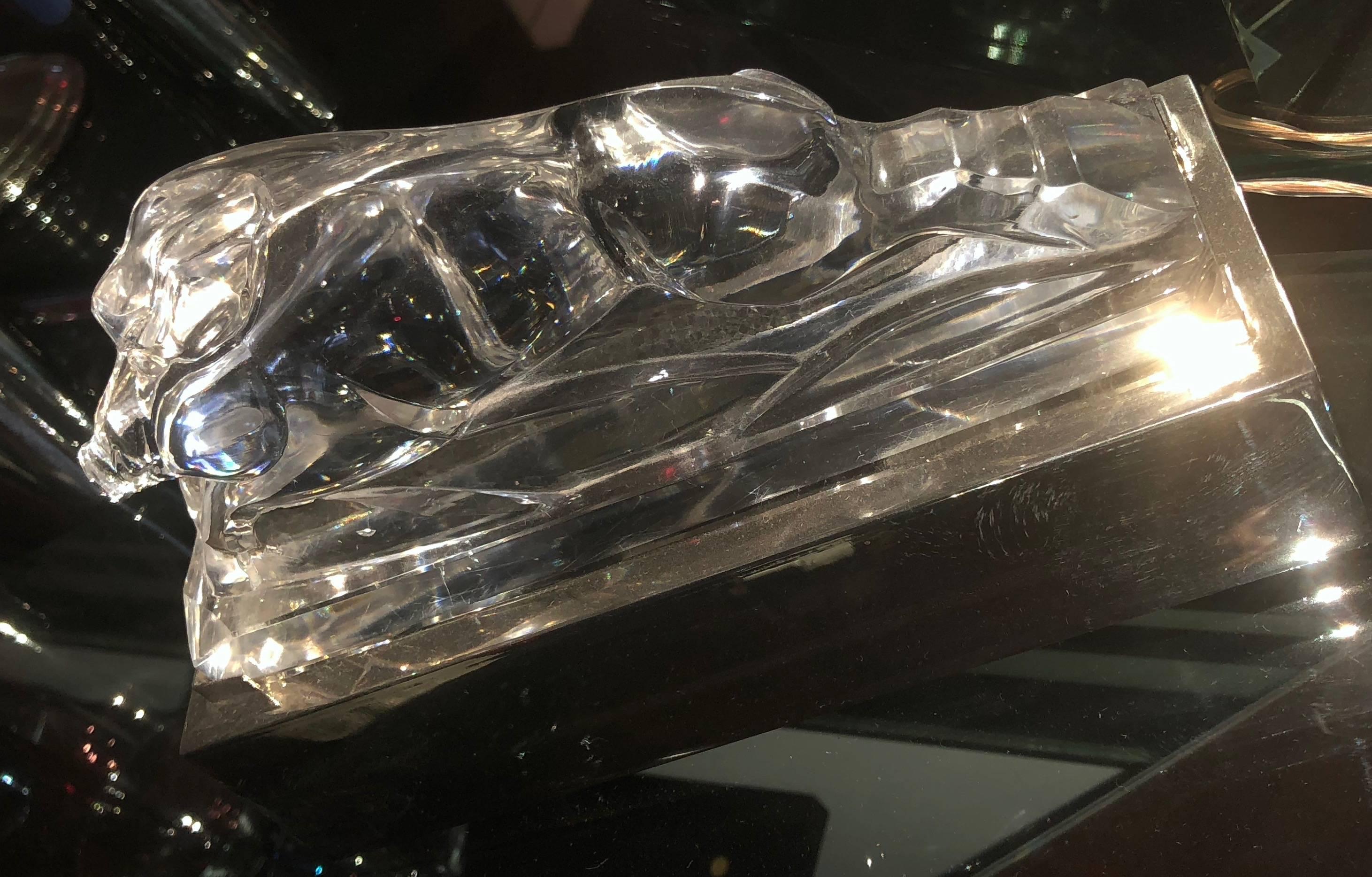 Art Deco Lumiere Desk Light with Swine or Boar in the Style of Baccarat Crystal 4