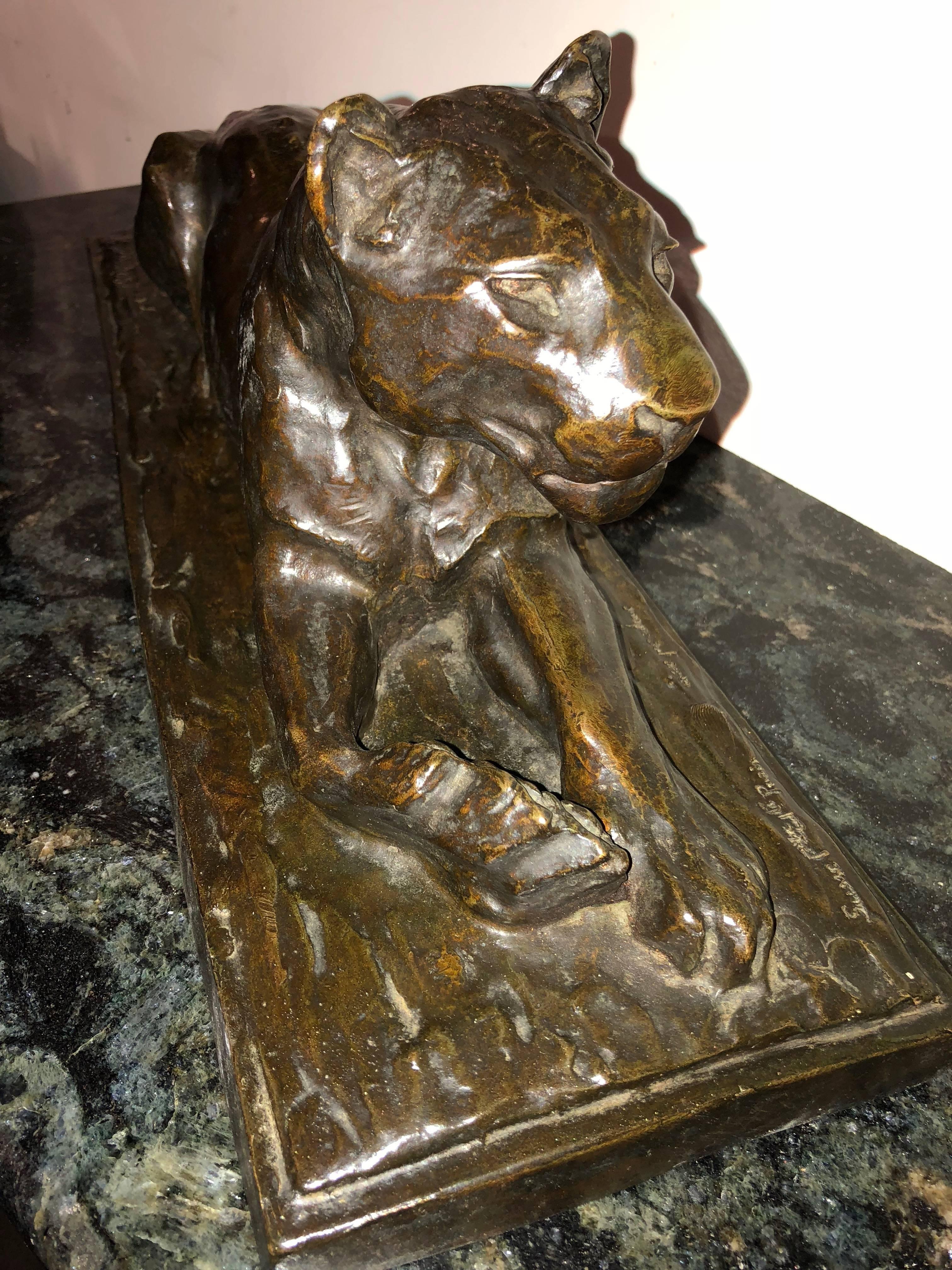 French Art Deco Lioness Large Bronze Sculpture by Maurice Prost 2