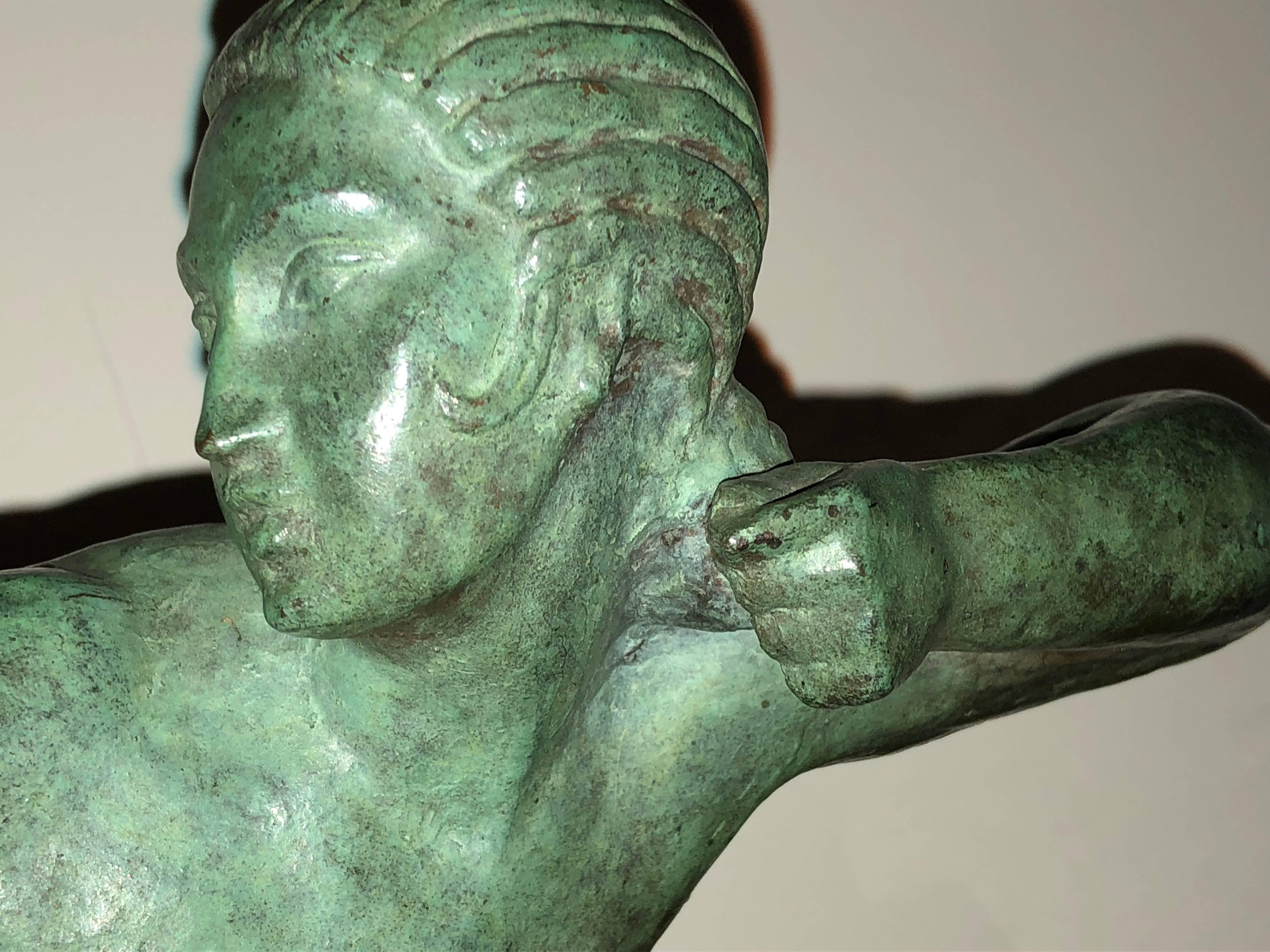 Art Deco Bronze Sculpture by Bouraine of Amazon Queen Penthesilea In Excellent Condition In Oakland, CA