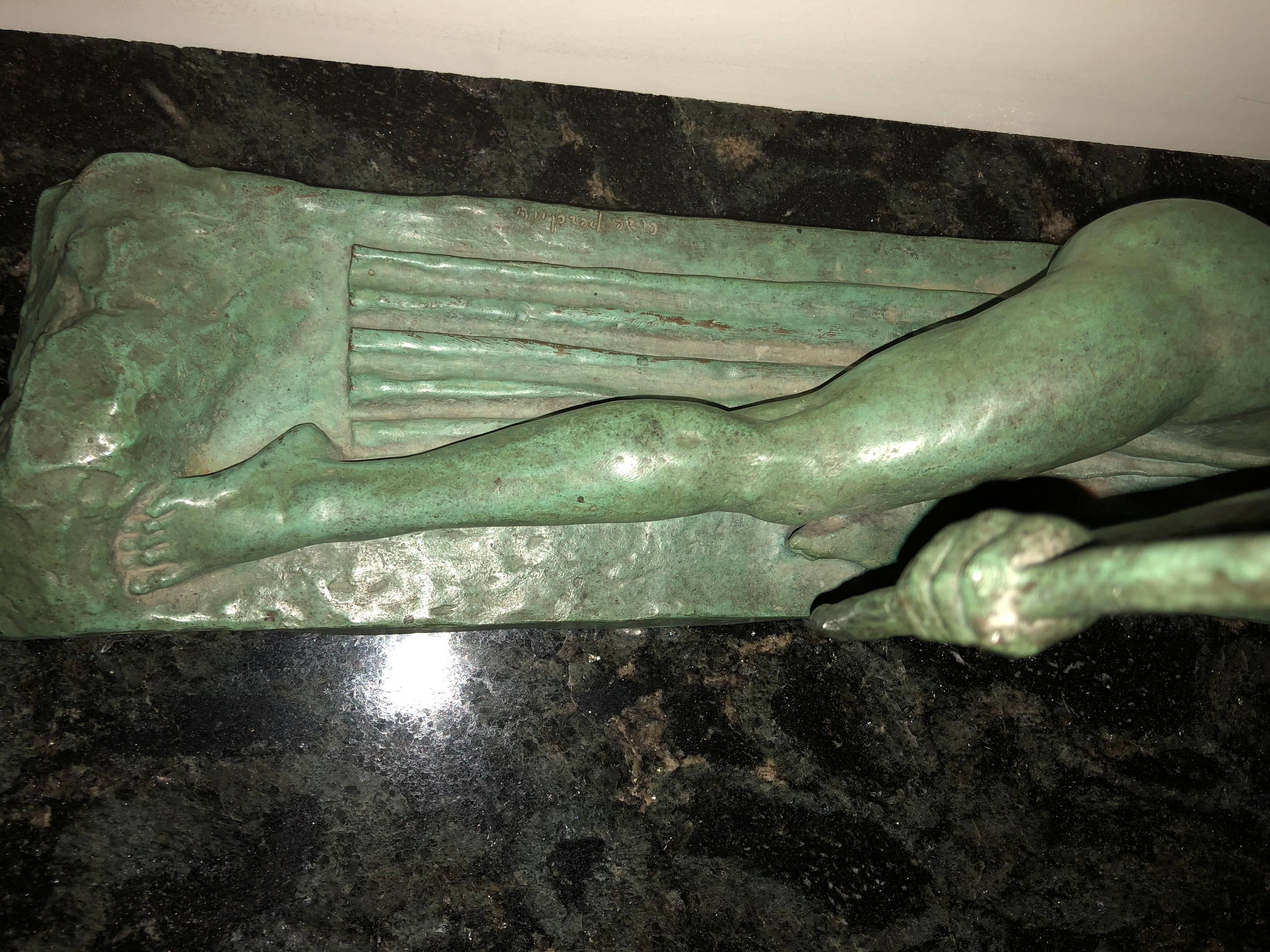 French Art Deco Bronze Sculpture by Bouraine of Amazon Queen Penthesilea
