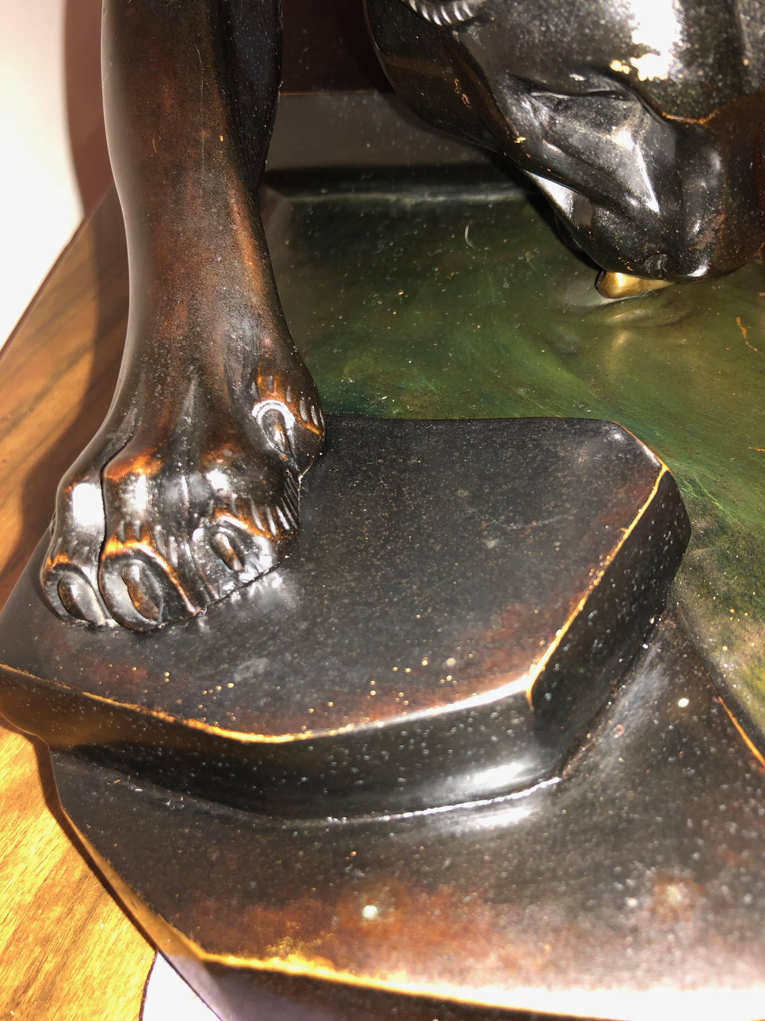 L. Carver Panther Art Deco Sculpture Bronze Black Patina 1