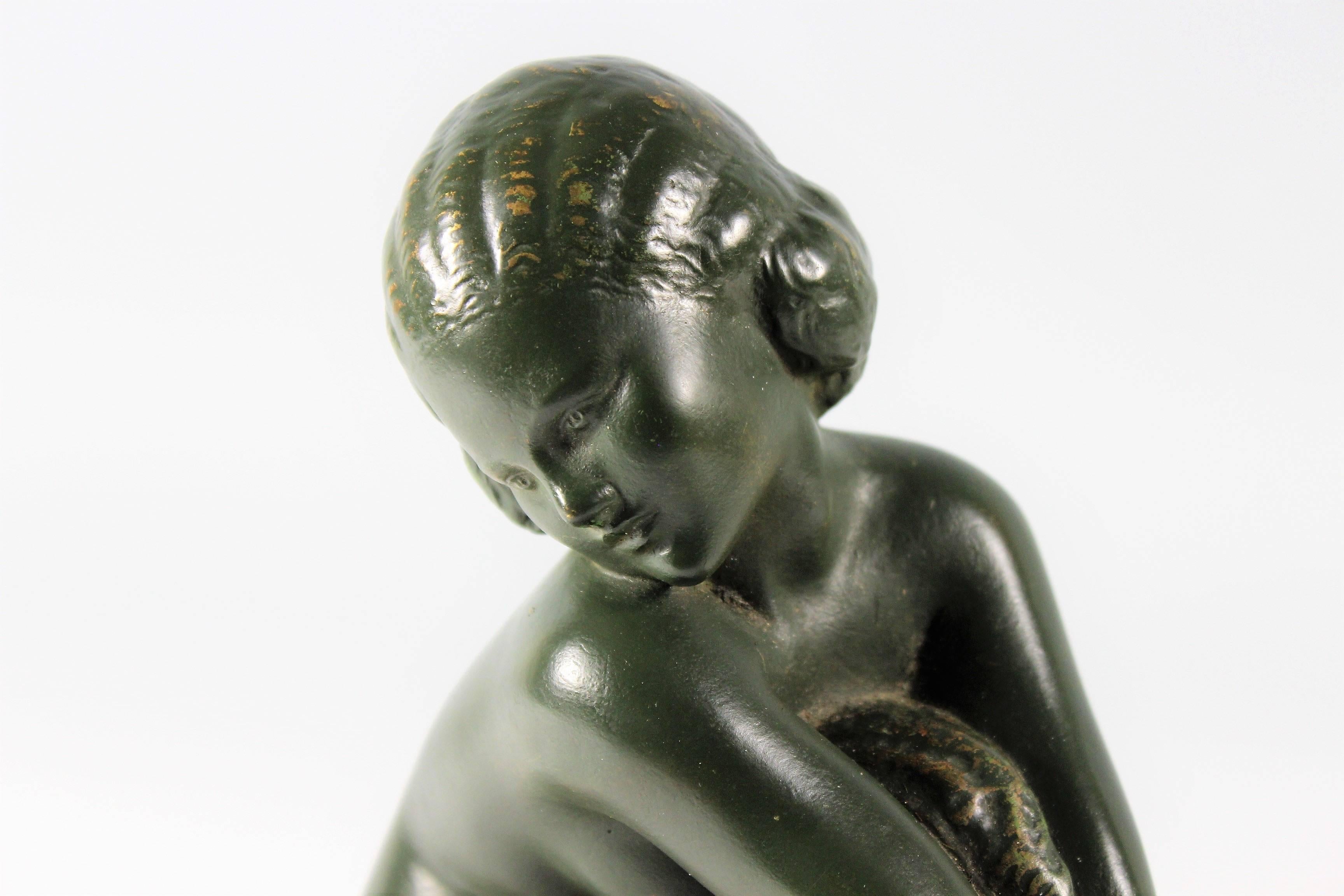 Art Deco French Bronze Seated Nude by Amedeo Gennarelli, circa 1925 Statue 2