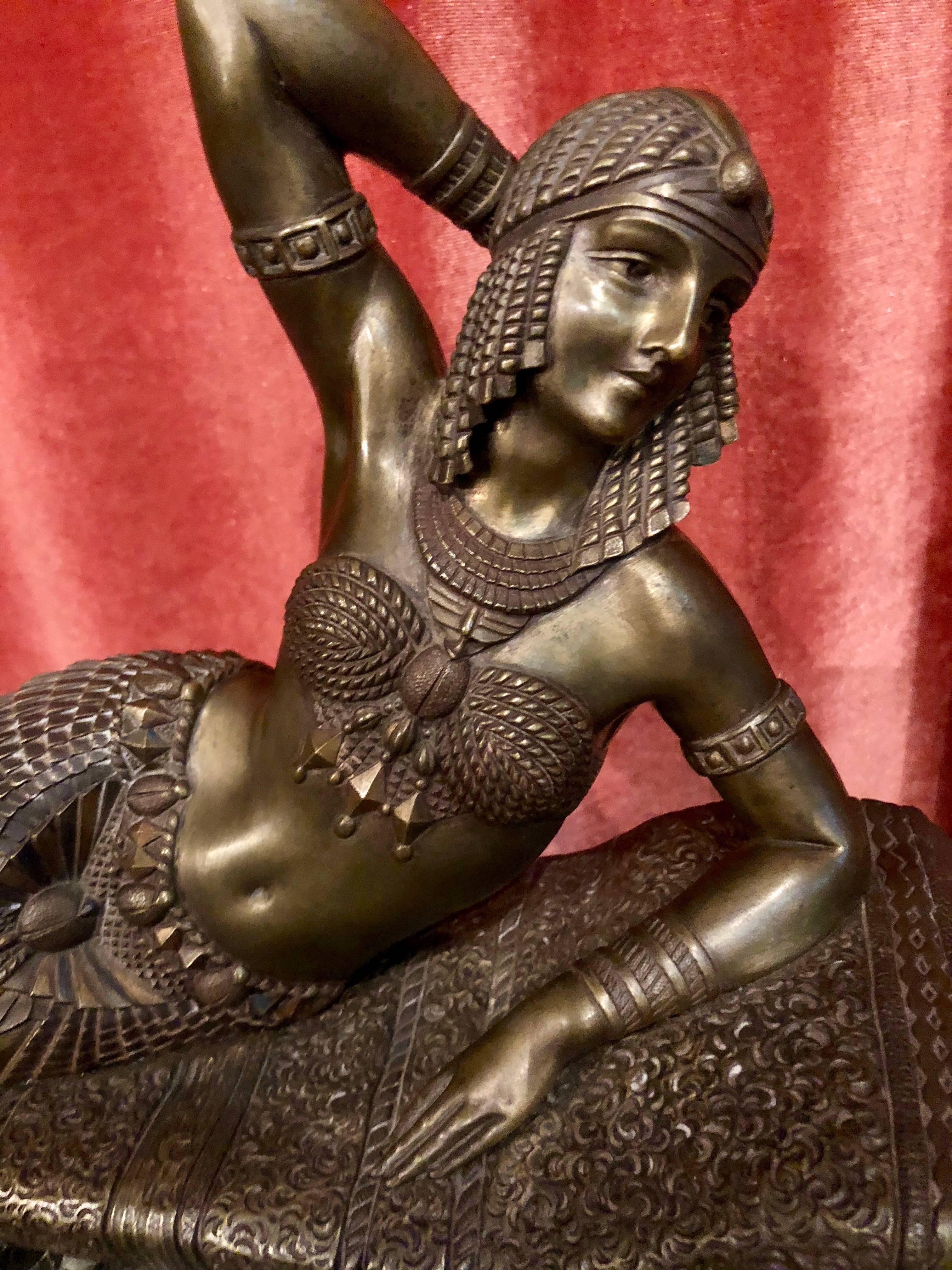 Art Deco Bronze ‘ Cleopatra ‘ by Demetre Chiparus circa 1925 is an extremely important and rare quality statue by the artist who was arguably the master of Art Deco figurative sculpture. Chiparus’s work is in many museums and major collections