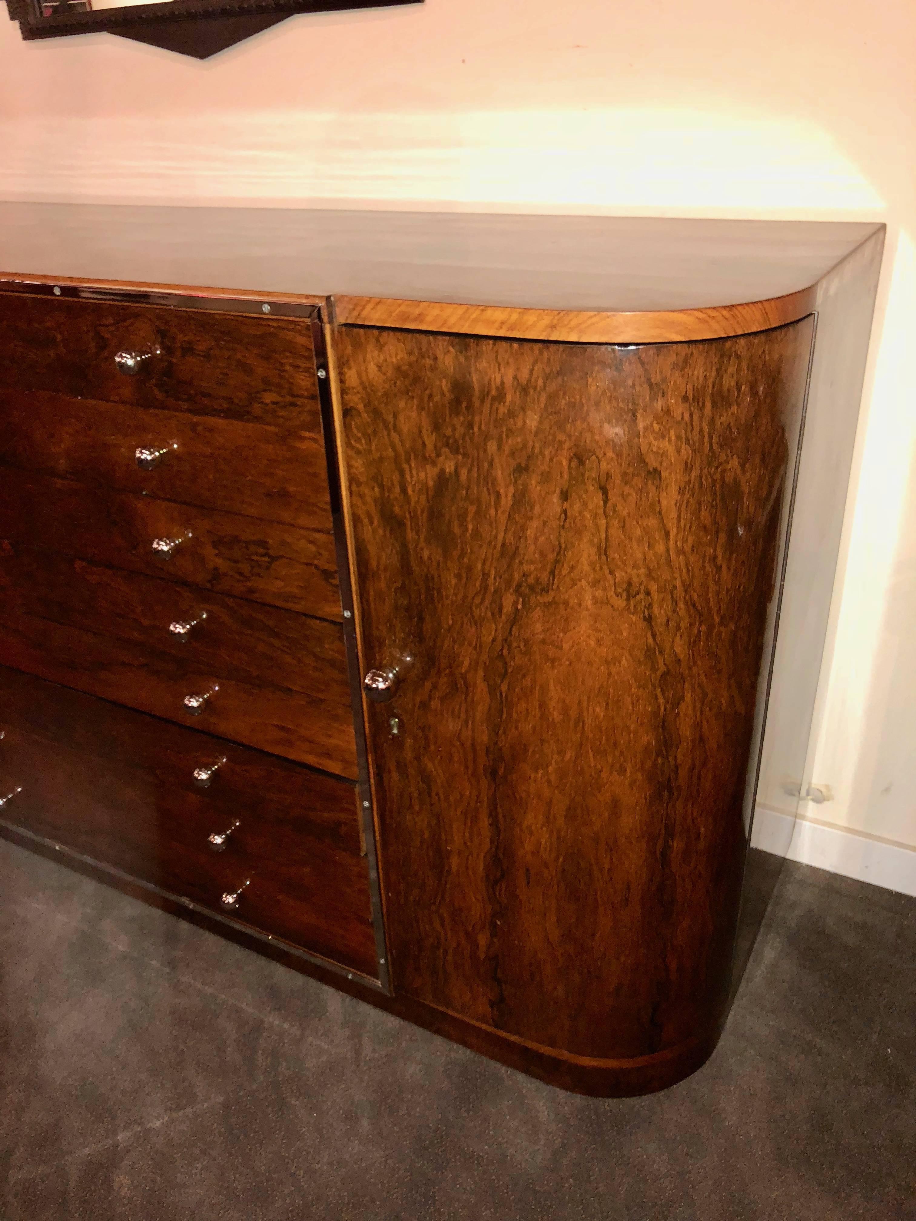 French Art Deco Rosewood Buffet Storage Cabinet In Excellent Condition In Oakland, CA