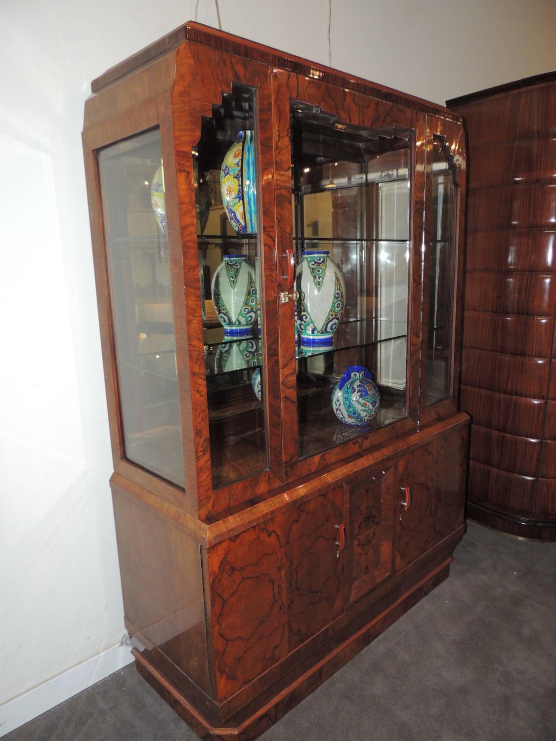 Book Match Veneer Vitrine, Art Deco For Sale at 1stdibs