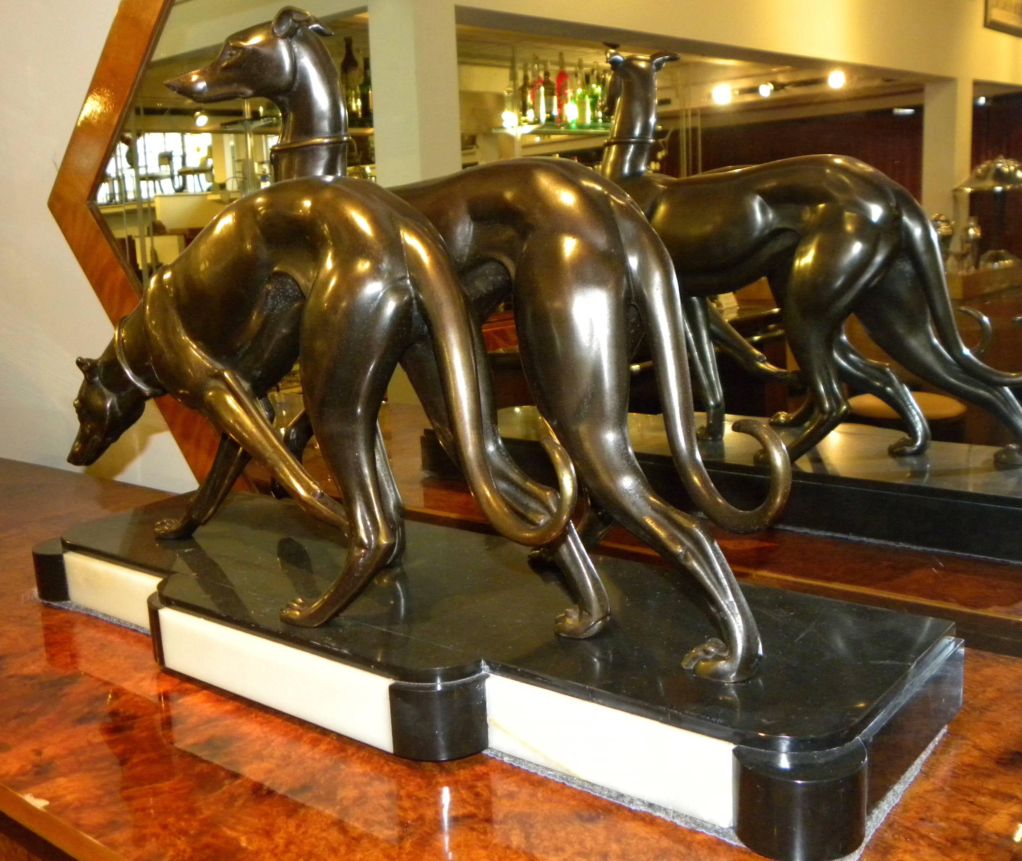 art deco dog statues