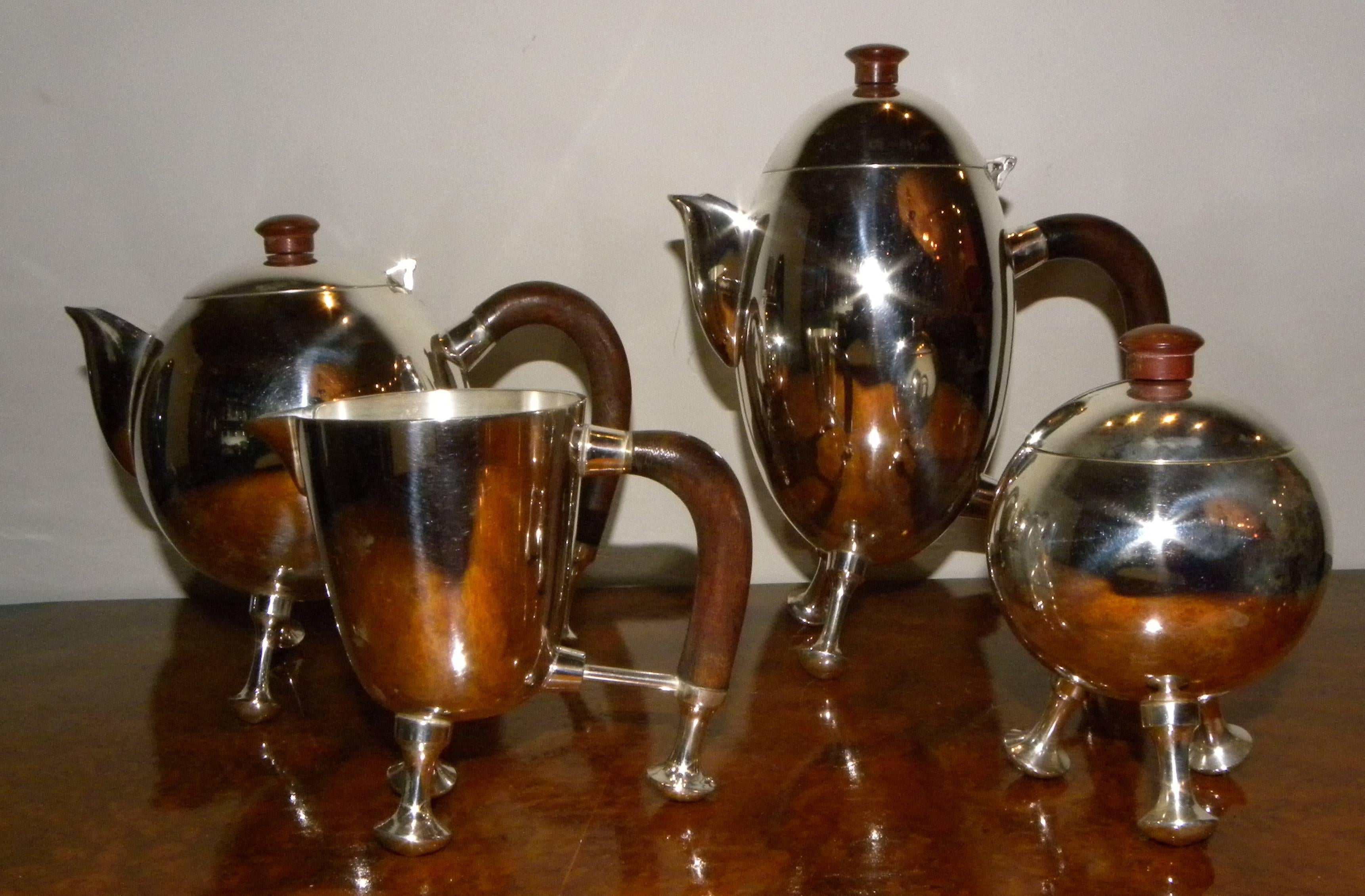 Silver Art Deco Midcentury Tea and Coffee Service Set 3