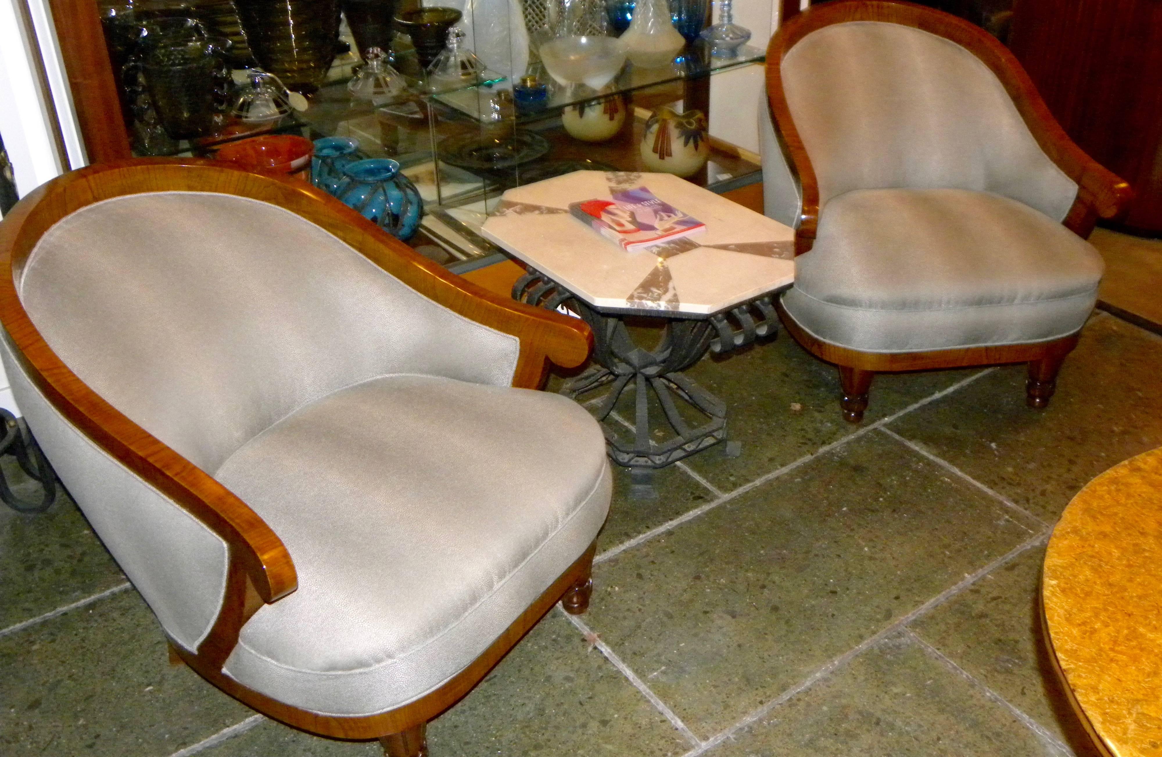Mid-20th Century French Art Deco Club Chairs in Style of André Groult