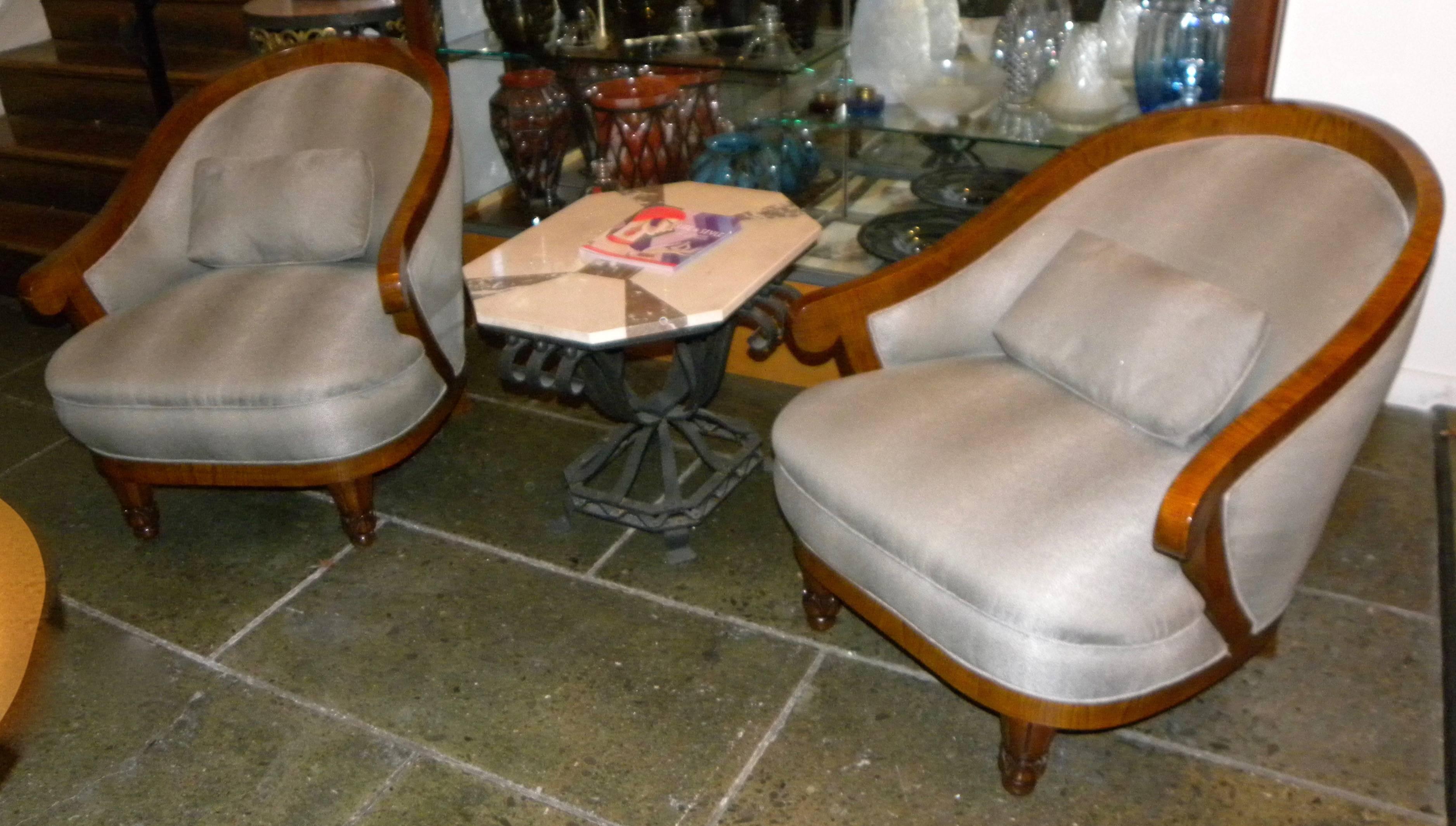 French Art Deco Club Chairs in Style of André Groult In Excellent Condition In Oakland, CA
