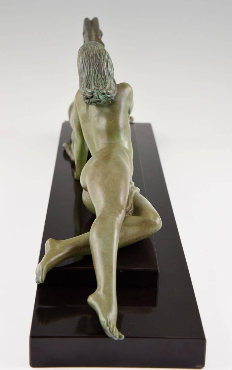 Mid-20th Century Art Deco Statue Seduction by Fayral for LeVerrier