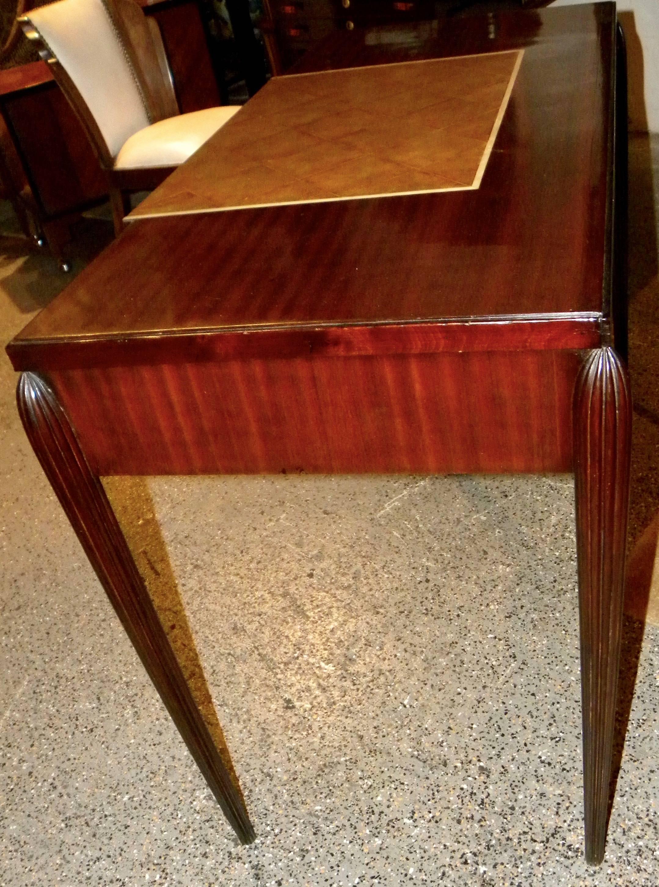 Petite Art Deco Desk, Vanity Ruhlmann Style Mahogany, Shagreen and Bone Inlay 1