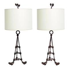 Pair of French Pussy Willow Form Lamps