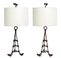 Pair of French Pussy Willow Form Lamps