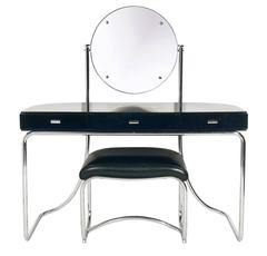 Vintage Art Deco Black and Chrome Vanity Attributed to Marcel Breuer